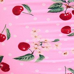 Retro Chic High-Rise Ruched Swim Bottom, CHEERY CHERRY PINK SPLASH, swatch