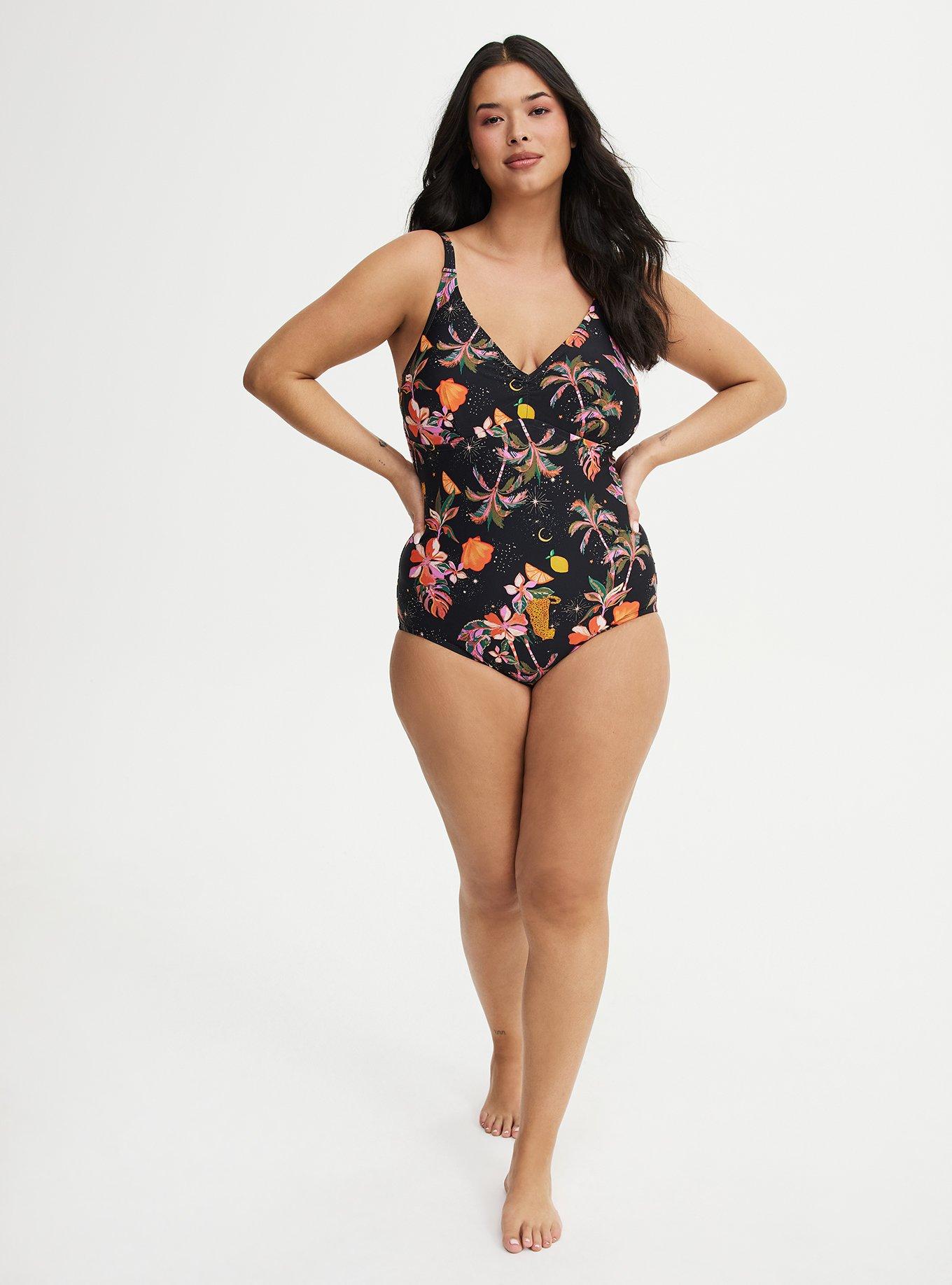 Deep V-Neck One-Piece Swimsuit