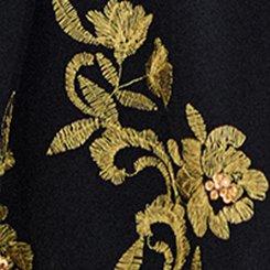 Retro Chic Embroidered Mesh Swing Dress, GLAMOUR EMBELLISHED FLORAL DEEP BLACK, swatch