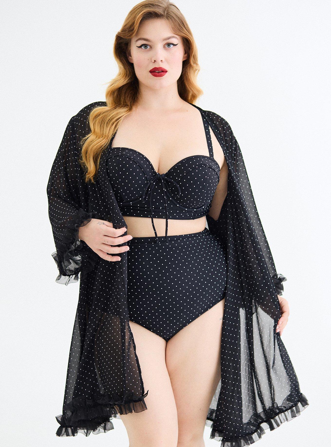 Retro Chic Chiffon Kimono Swim Cover-Up, PAIGE DOT DEEP BLACK, alternate