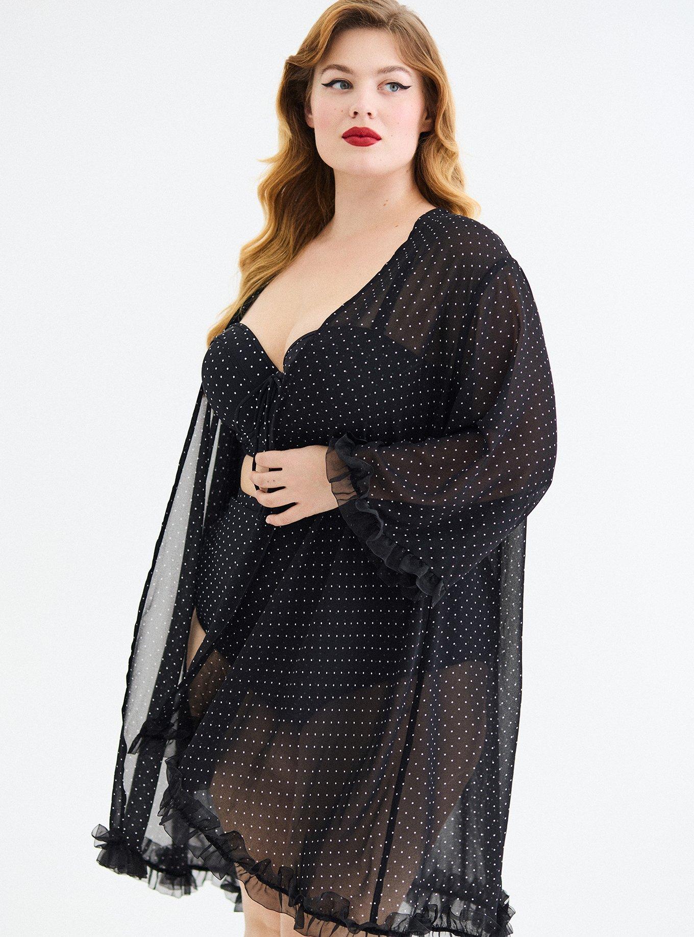 Retro Chic Chiffon Kimono Swim Cover-Up, PAIGE DOT DEEP BLACK, alternate