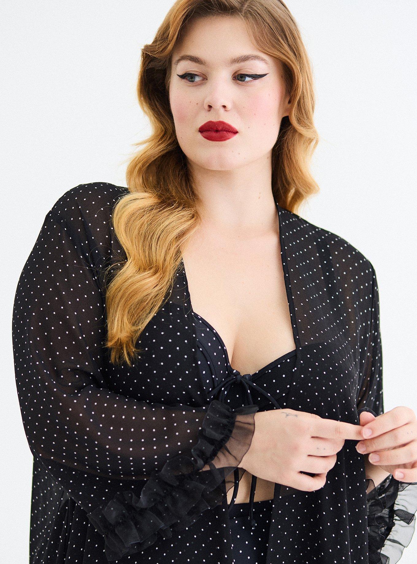 Retro Chic Chiffon Kimono Swim Cover-Up, PAIGE DOT DEEP BLACK, alternate