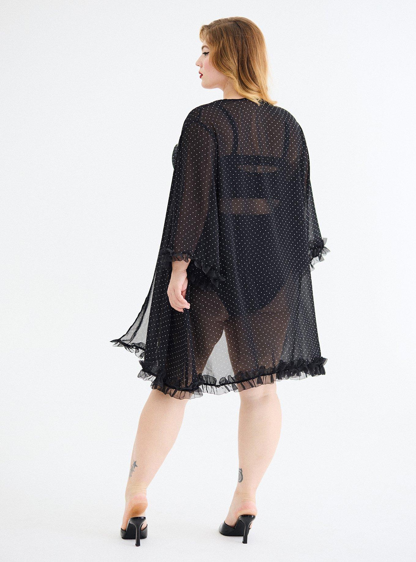 Retro Chic Chiffon Kimono Swim Cover-Up, PAIGE DOT DEEP BLACK, alternate