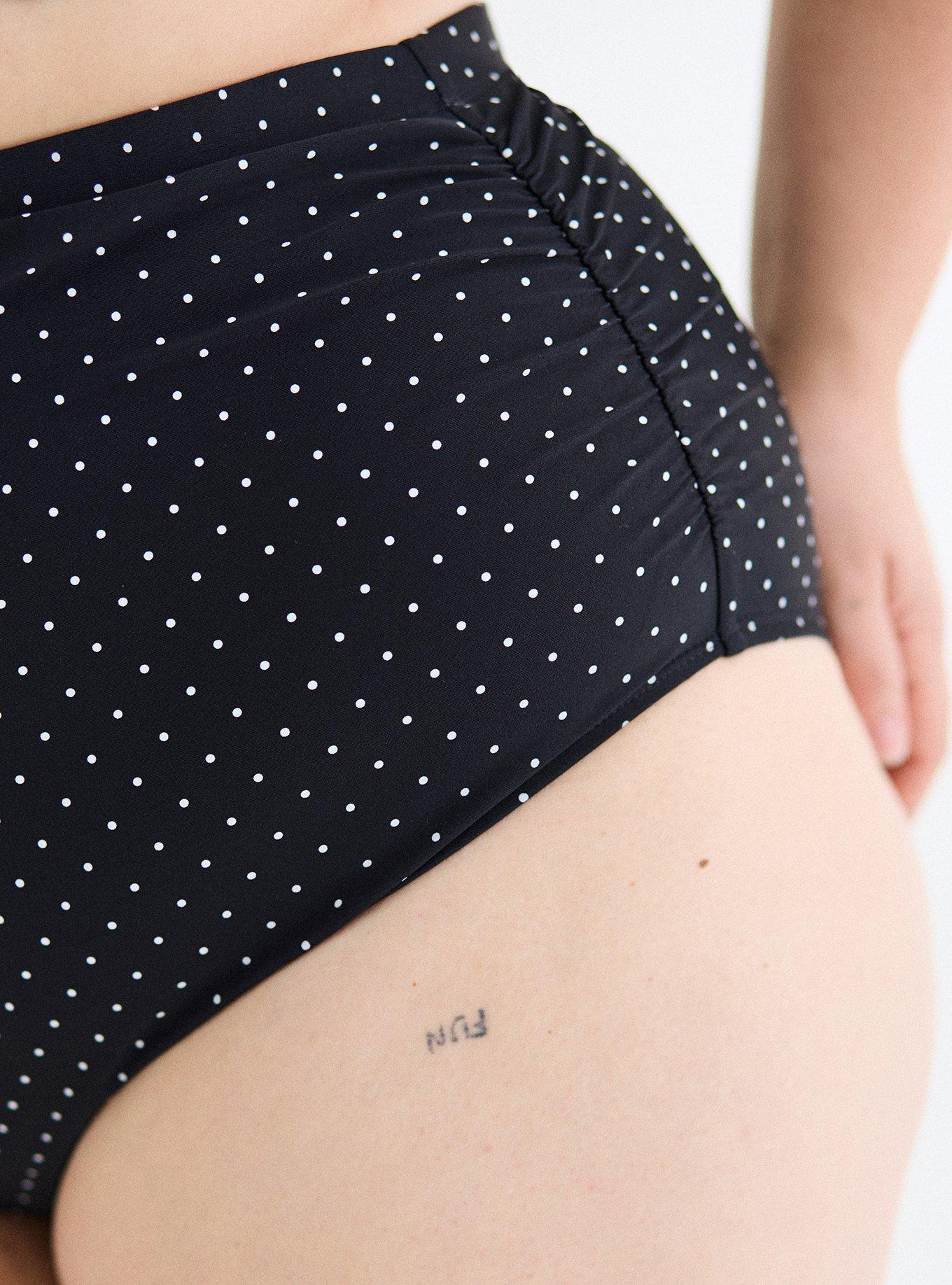 Retro Chic Ruched Cheeky Swim Bottom, PAIGE DOT DEEP BLACK, alternate