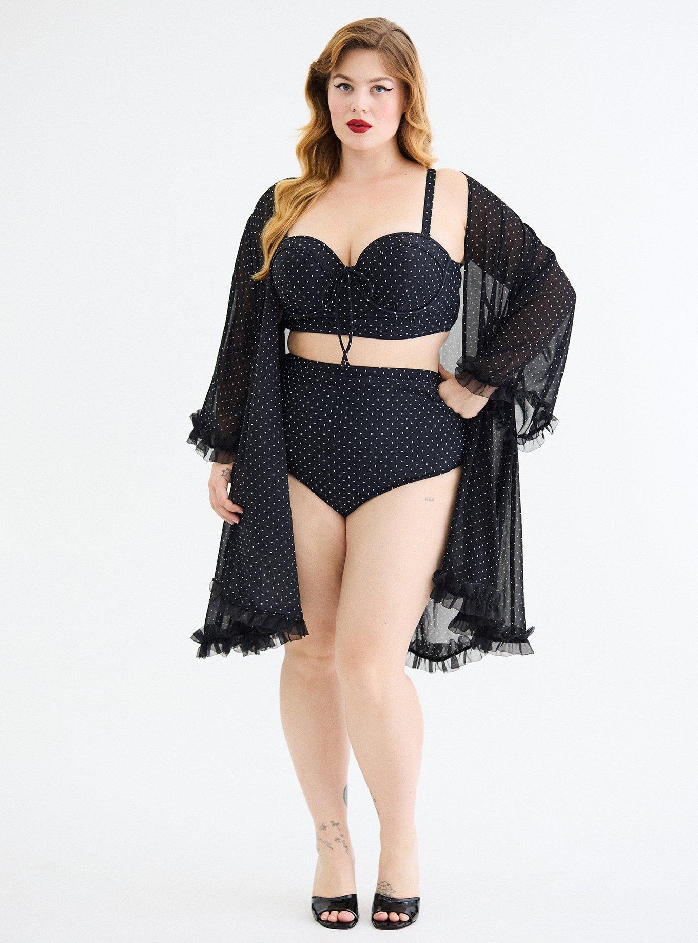 Retro Chic Ruched Cheeky Swim Bottom, PAIGE DOT DEEP BLACK, alternate