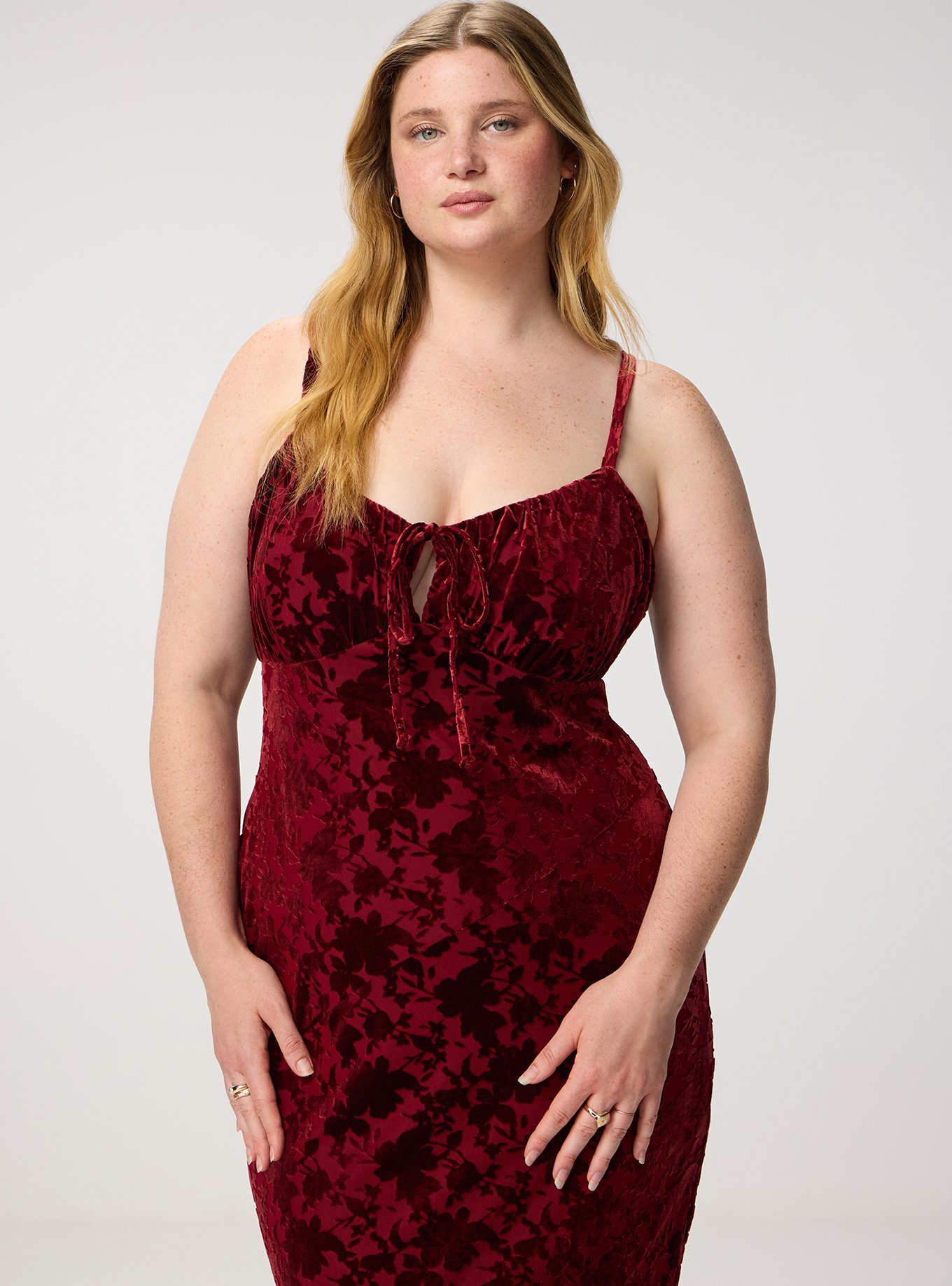 Velour Cami Maxi Dress, BIKING RED, alternate