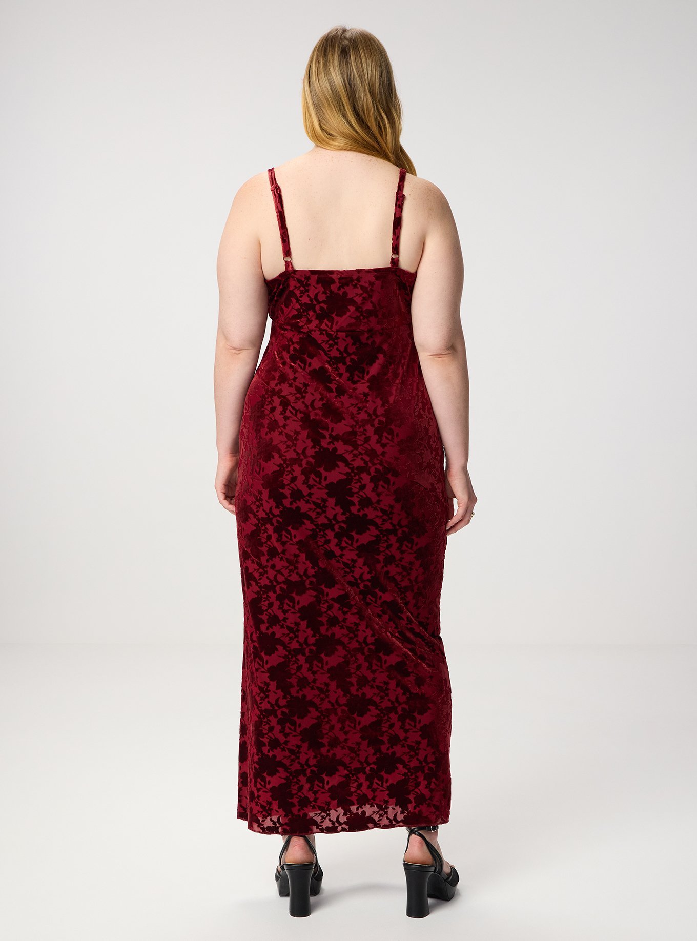 Velour Cami Maxi Dress, BIKING RED, alternate
