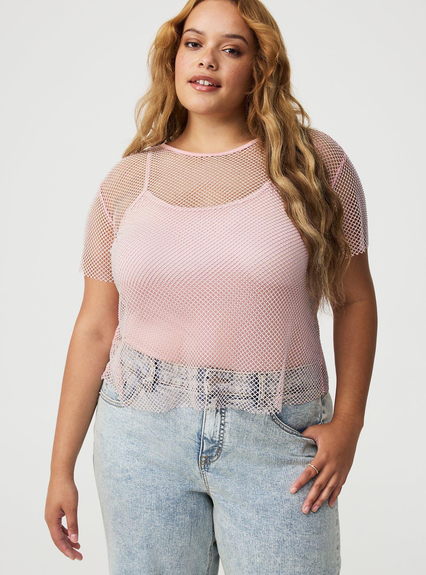 Bedazzled Mesh Boxy Crop Top