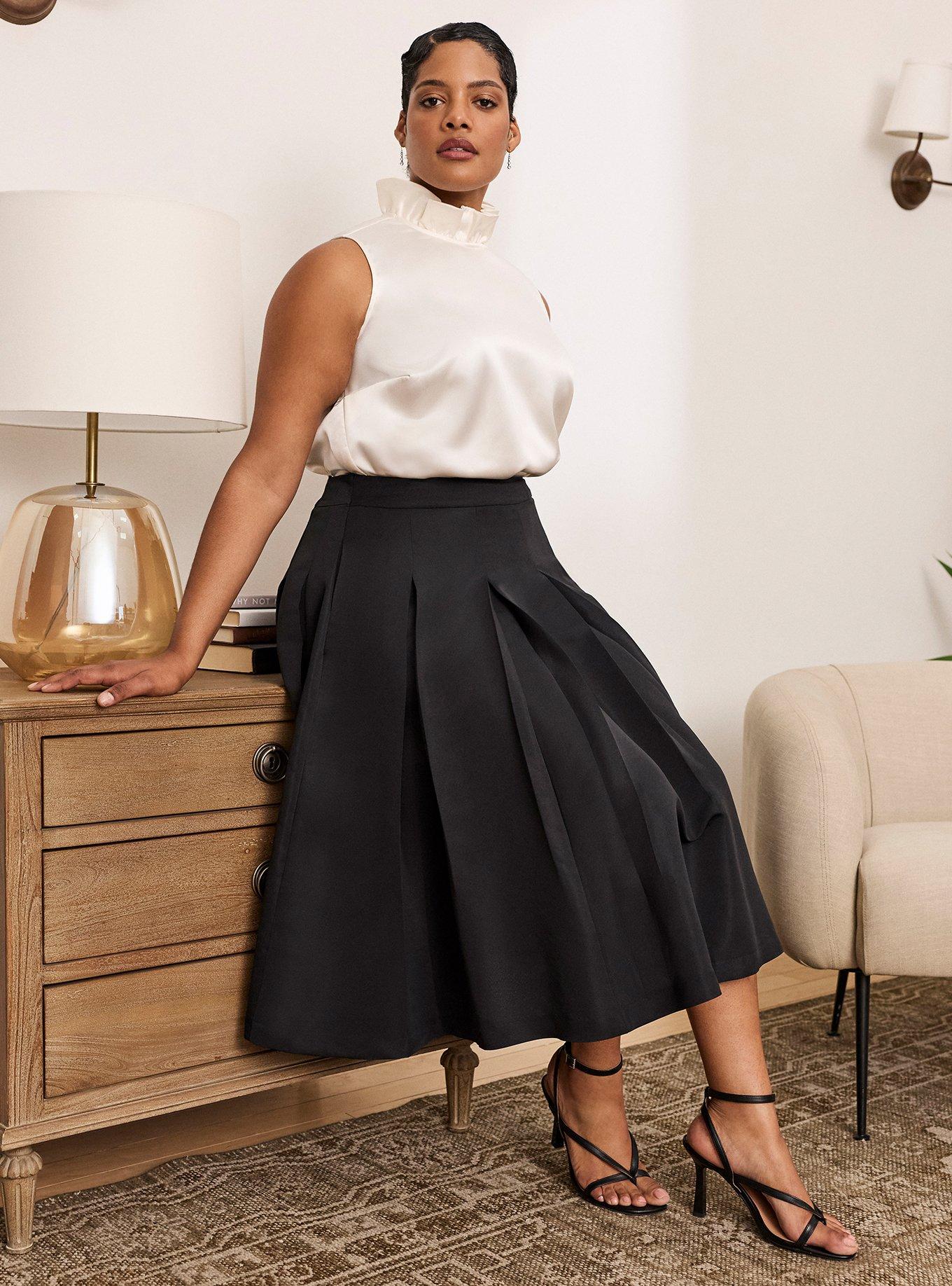 Plus Size - Belle Isle Pleated Midi Skirt - Torrid