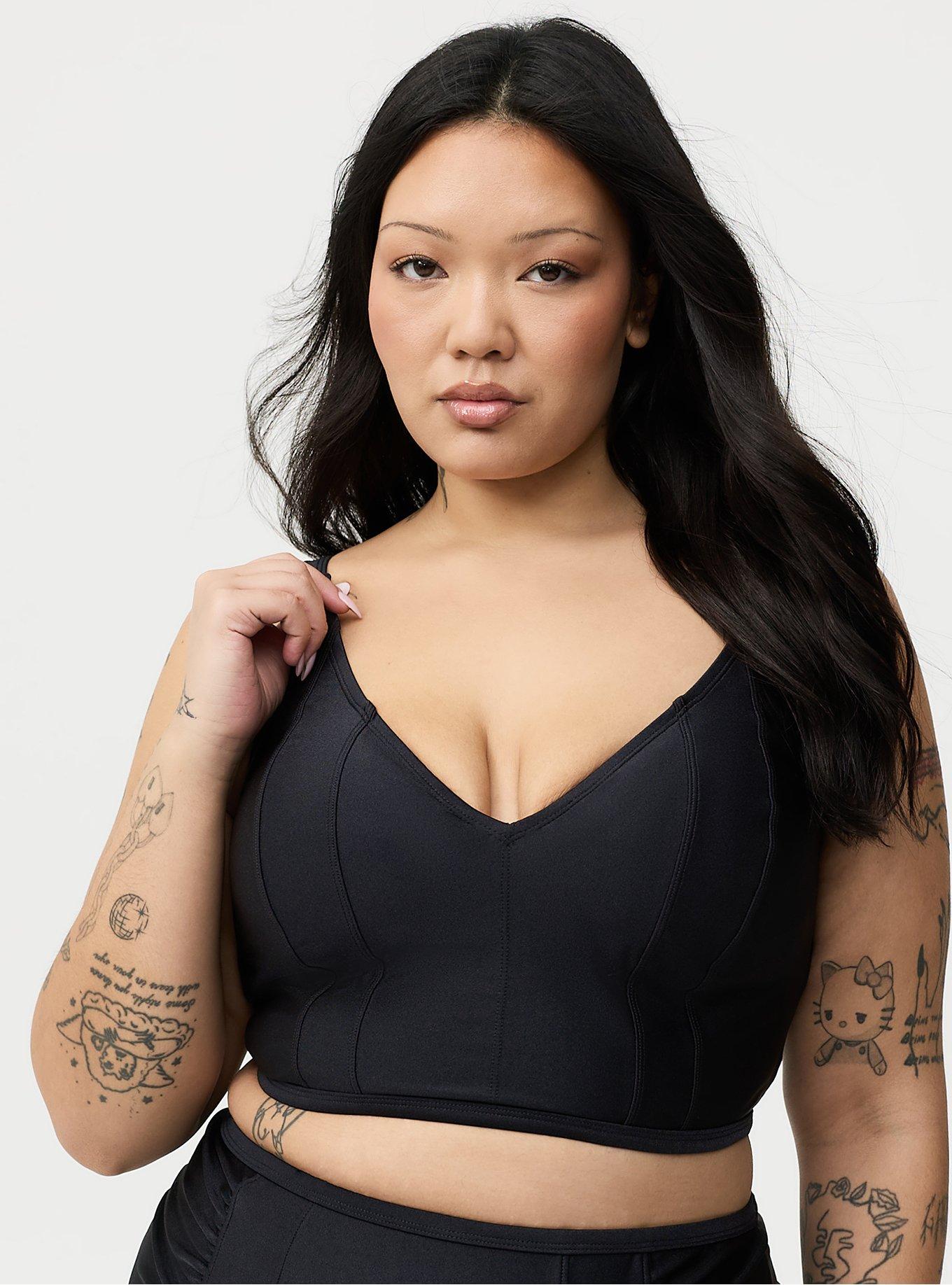 Wire-Free Corset Shine Midkini, BLACK SHINE SWIM, hi-res