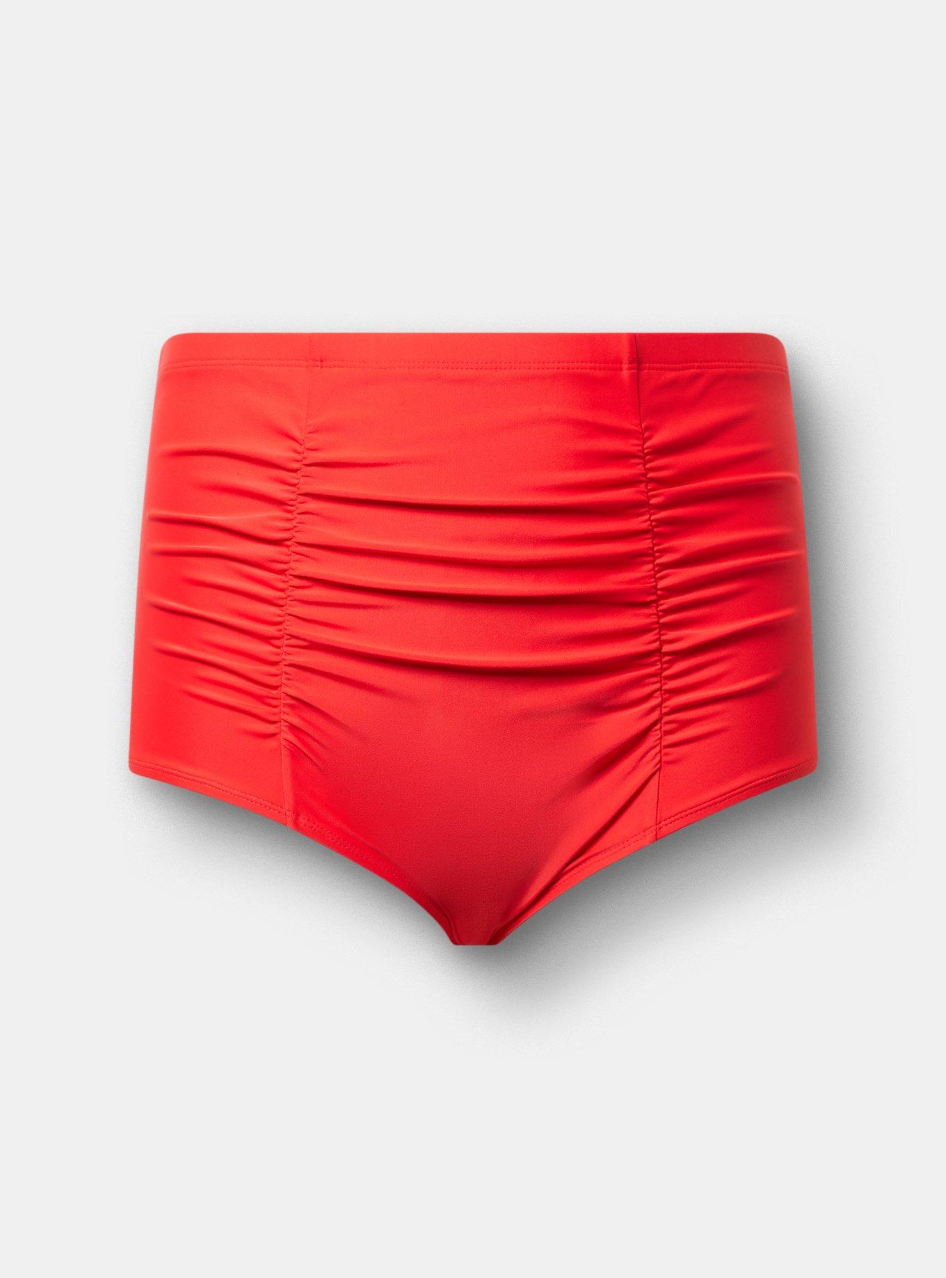 High-Waisted Ruched Swim Bottom, LADY BUG SWIM, hi-res