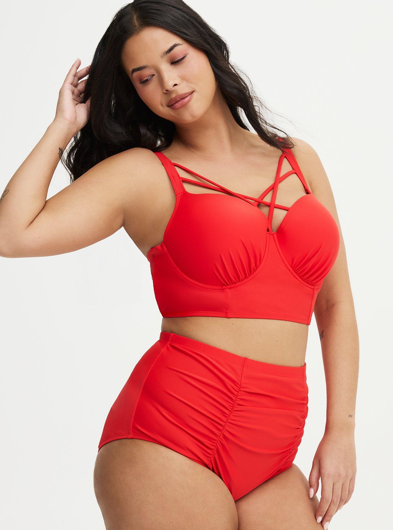 High-Waisted Ruched Swim Bottom