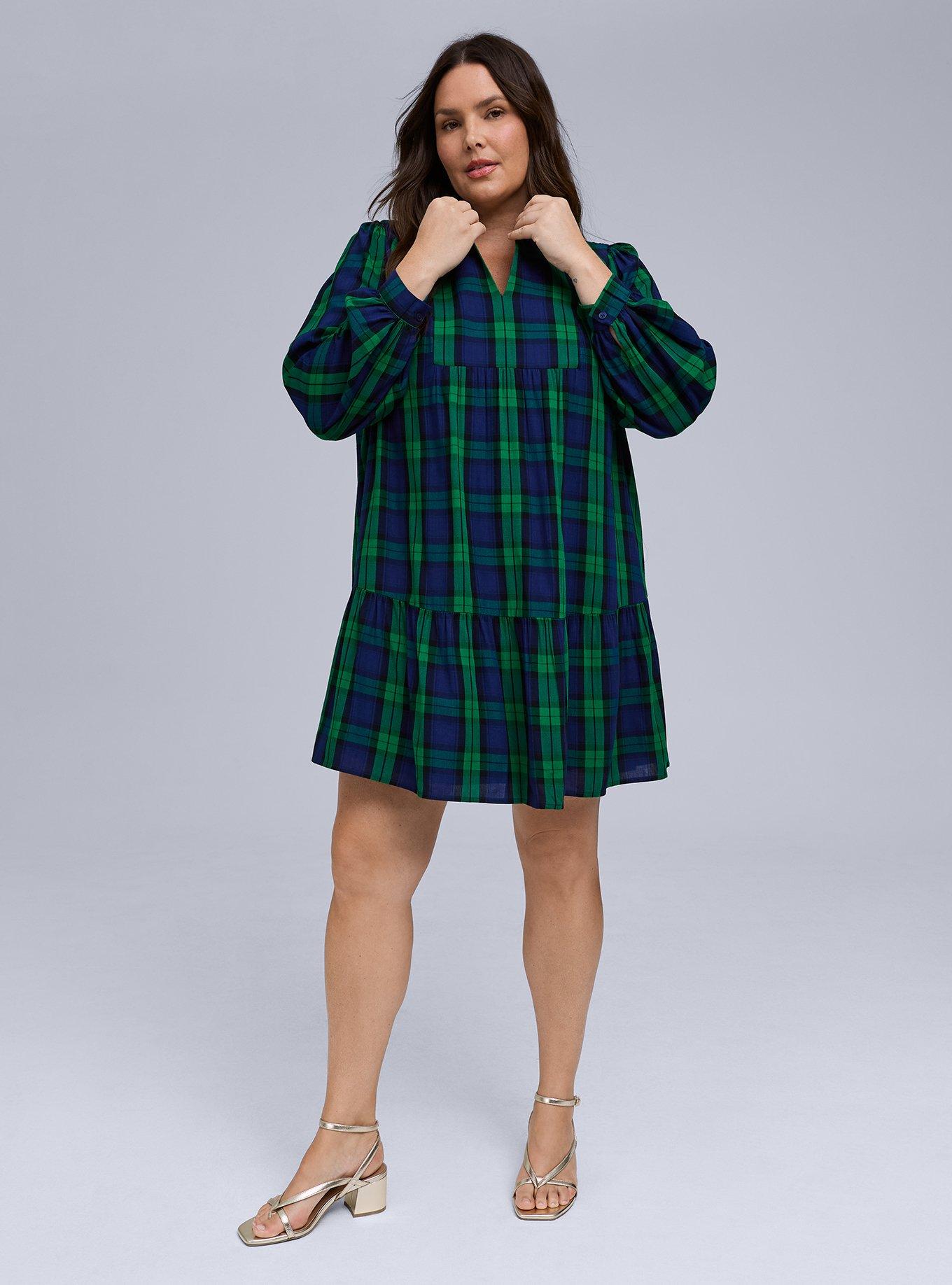 sachin and babi light blue dress Lincoln Plaid V Neck Drop Waist Shift – Dennis Outlet