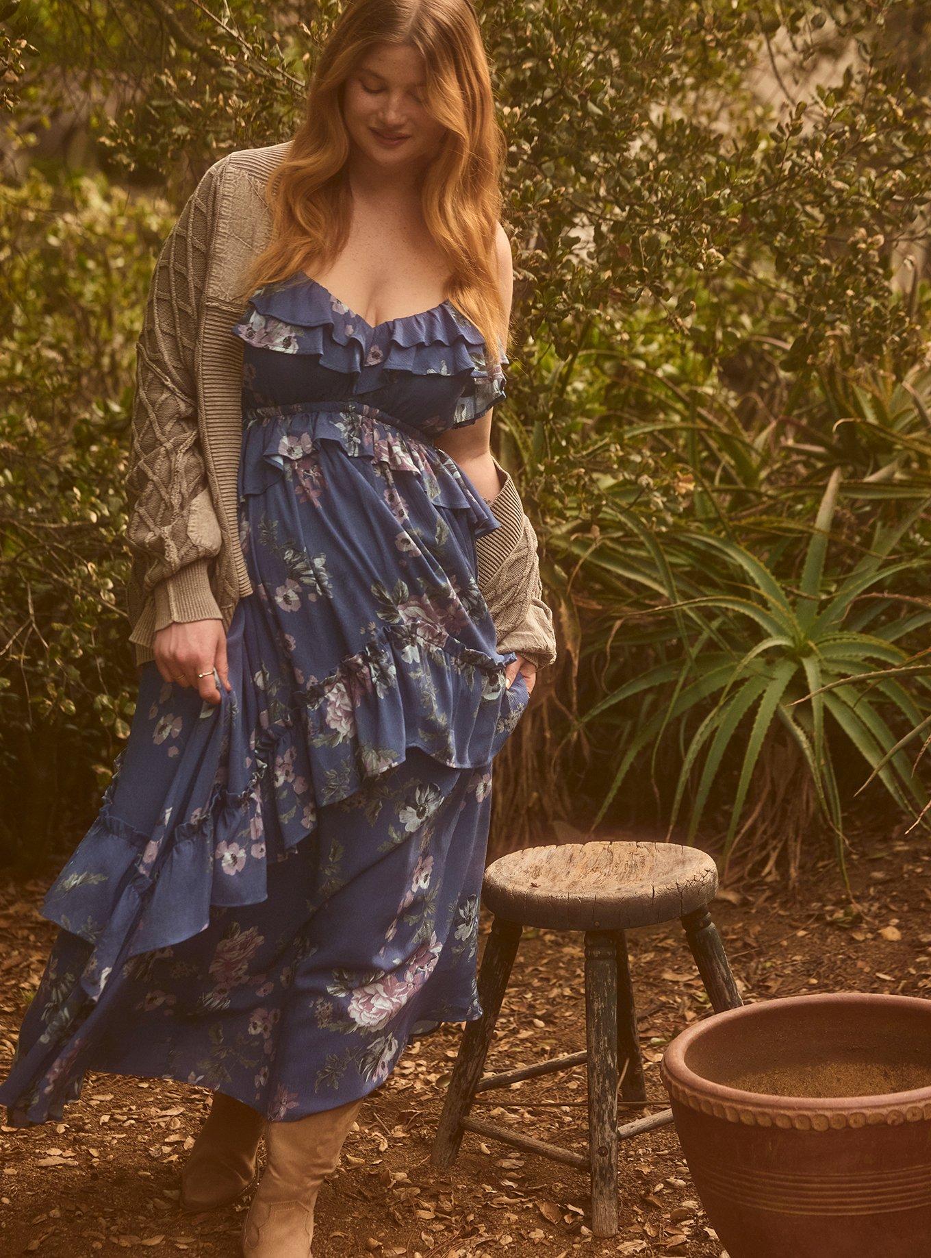 Festi Ruffled Maxi Dress, DIVINE DIANA FLORAL NAVY, hi-res