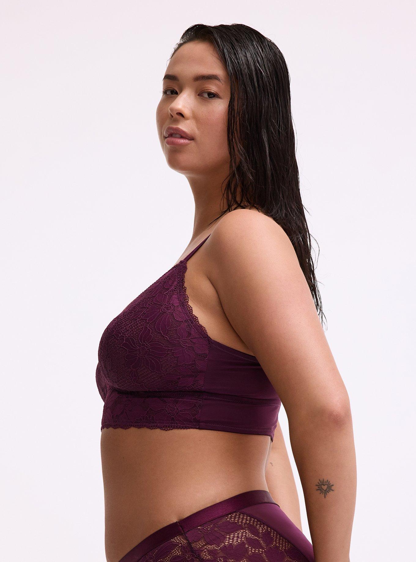 Ava Unlined Triangle Lace Bralette, POTENT PURPLE, alternate