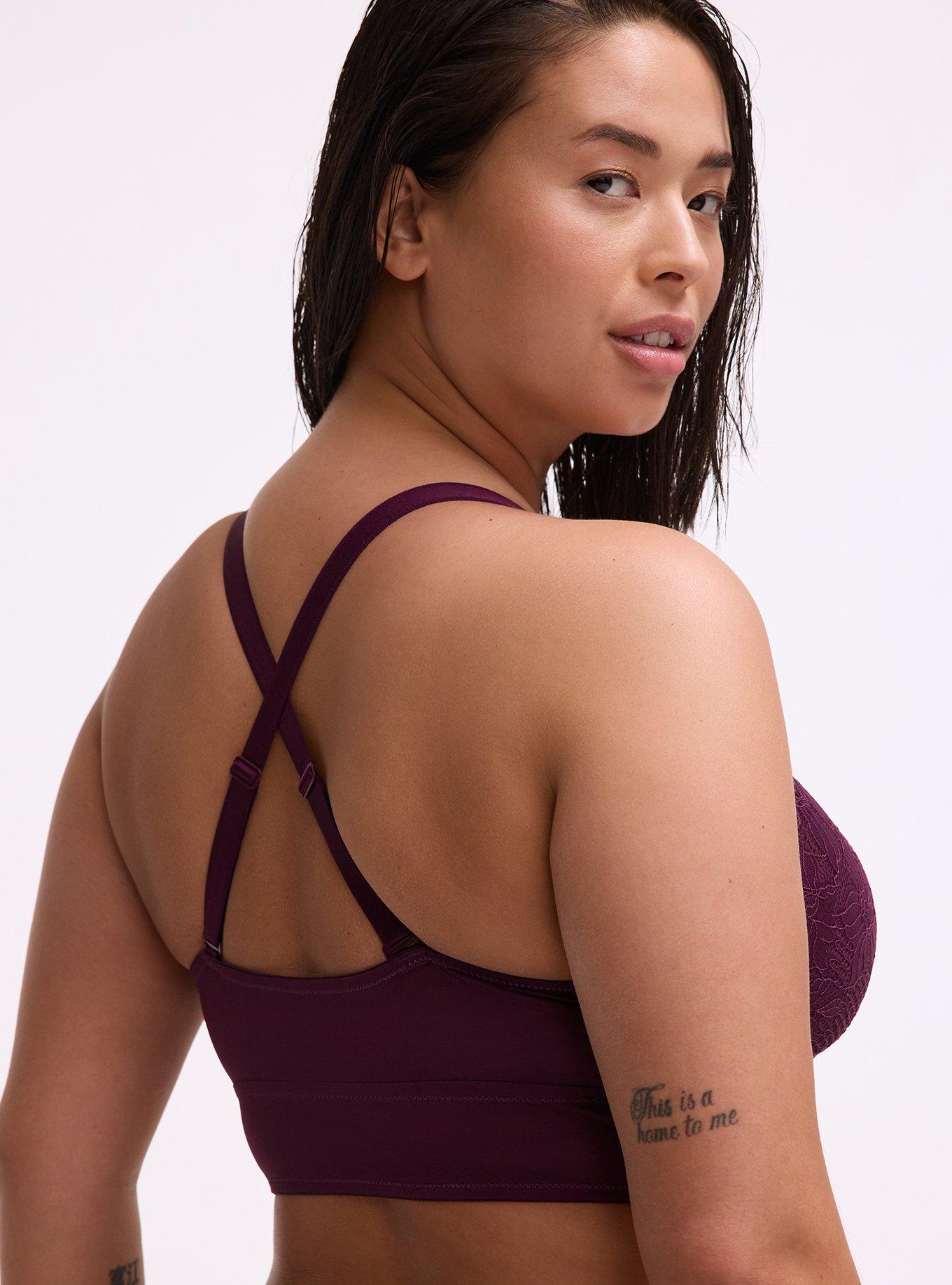 Ava Unlined Triangle Lace Bralette, POTENT PURPLE, alternate