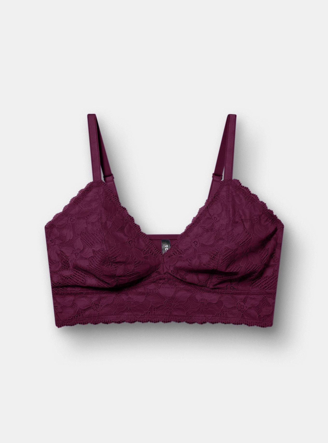 Ava Unlined Triangle Lace Bralette, POTENT PURPLE, hi-res