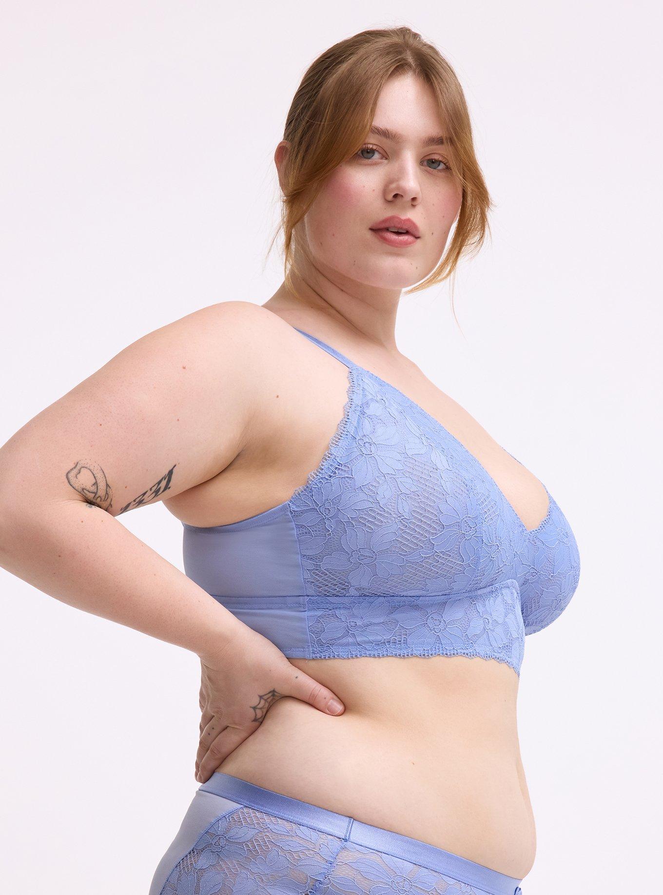 Ava Unlined Triangle Lace Bralette, HYDRANGEA, alternate