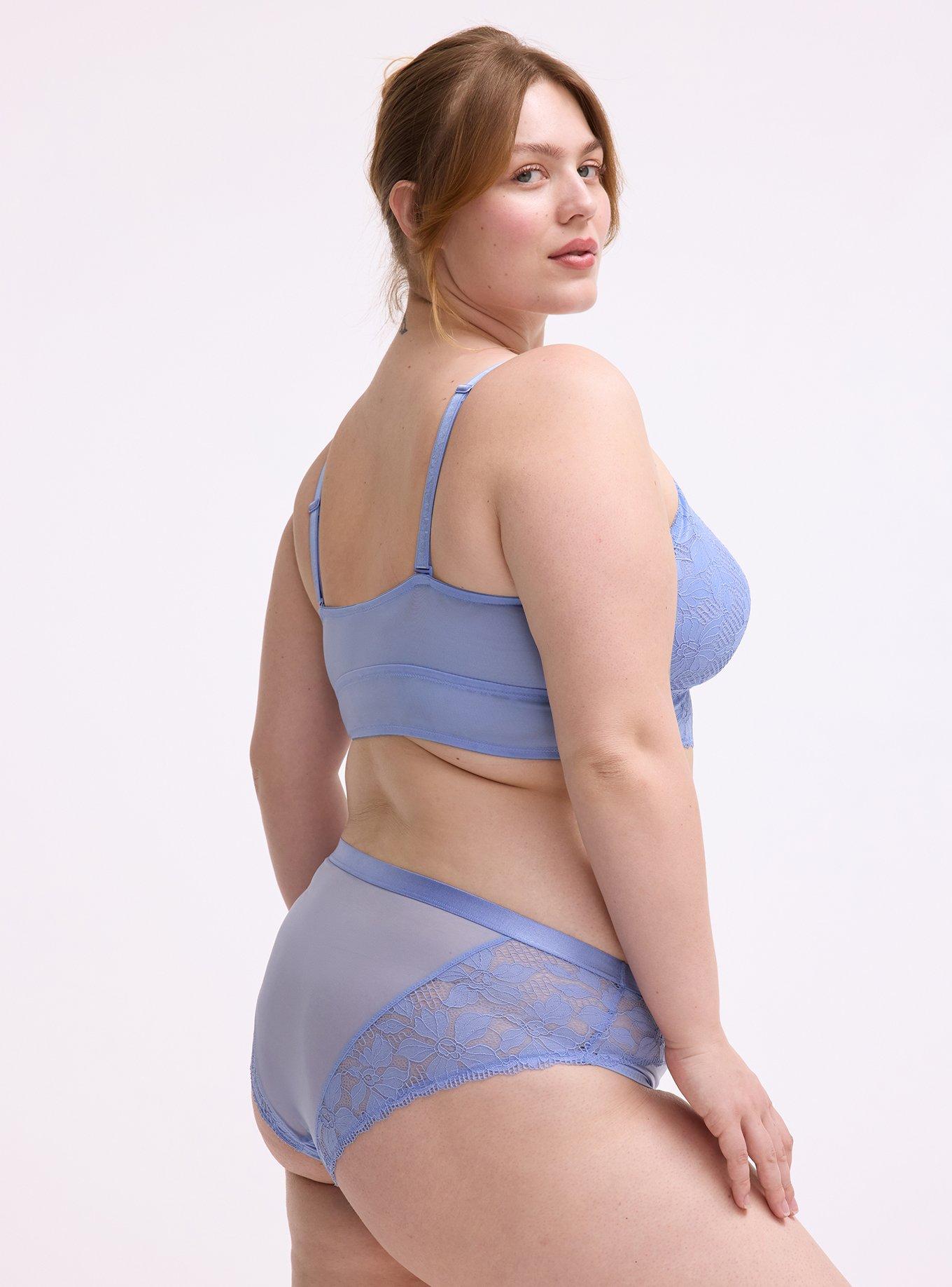 Ava Unlined Triangle Lace Bralette, HYDRANGEA, alternate