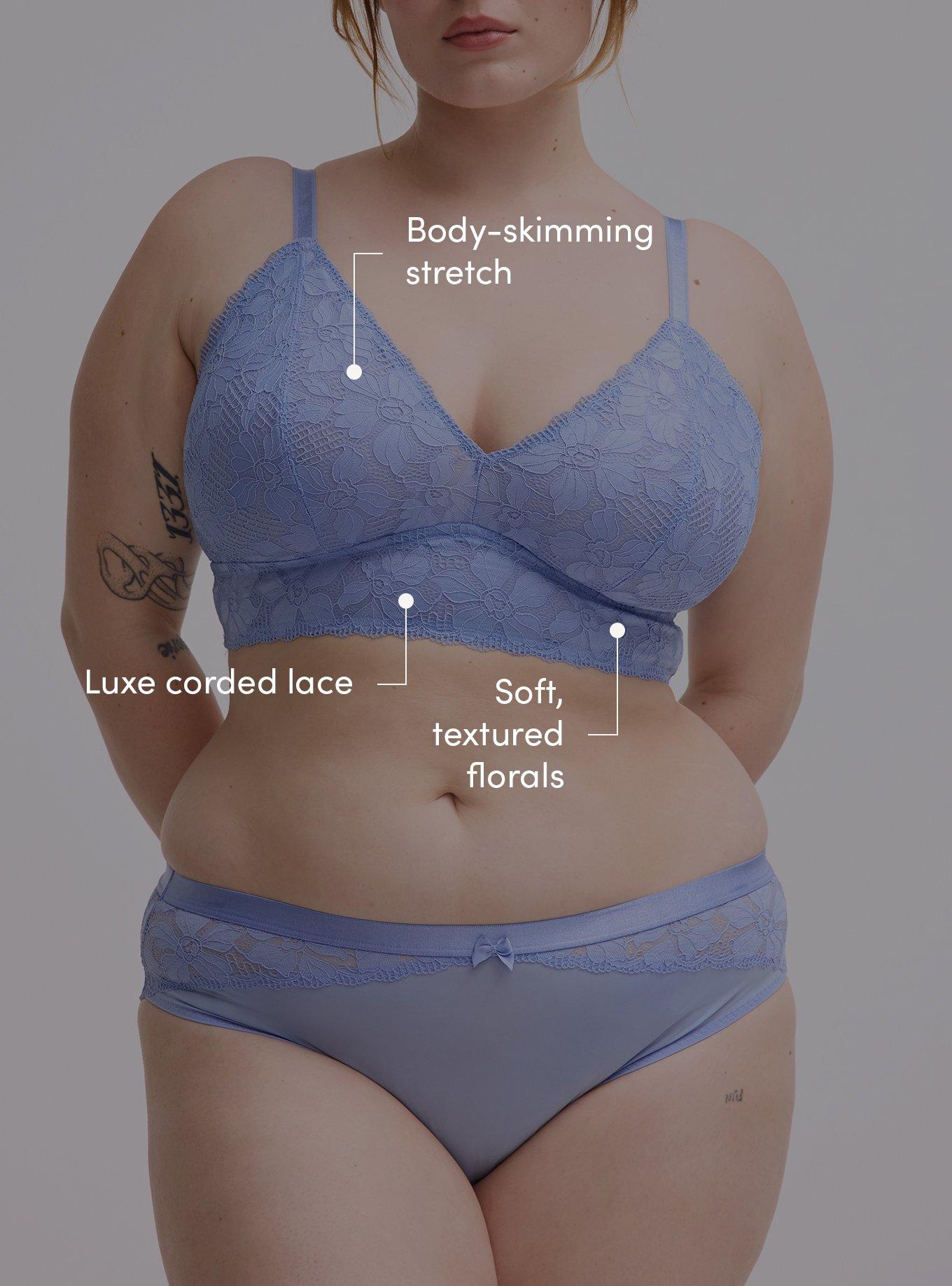 Ava Unlined Triangle Lace Bralette, HYDRANGEA, alternate