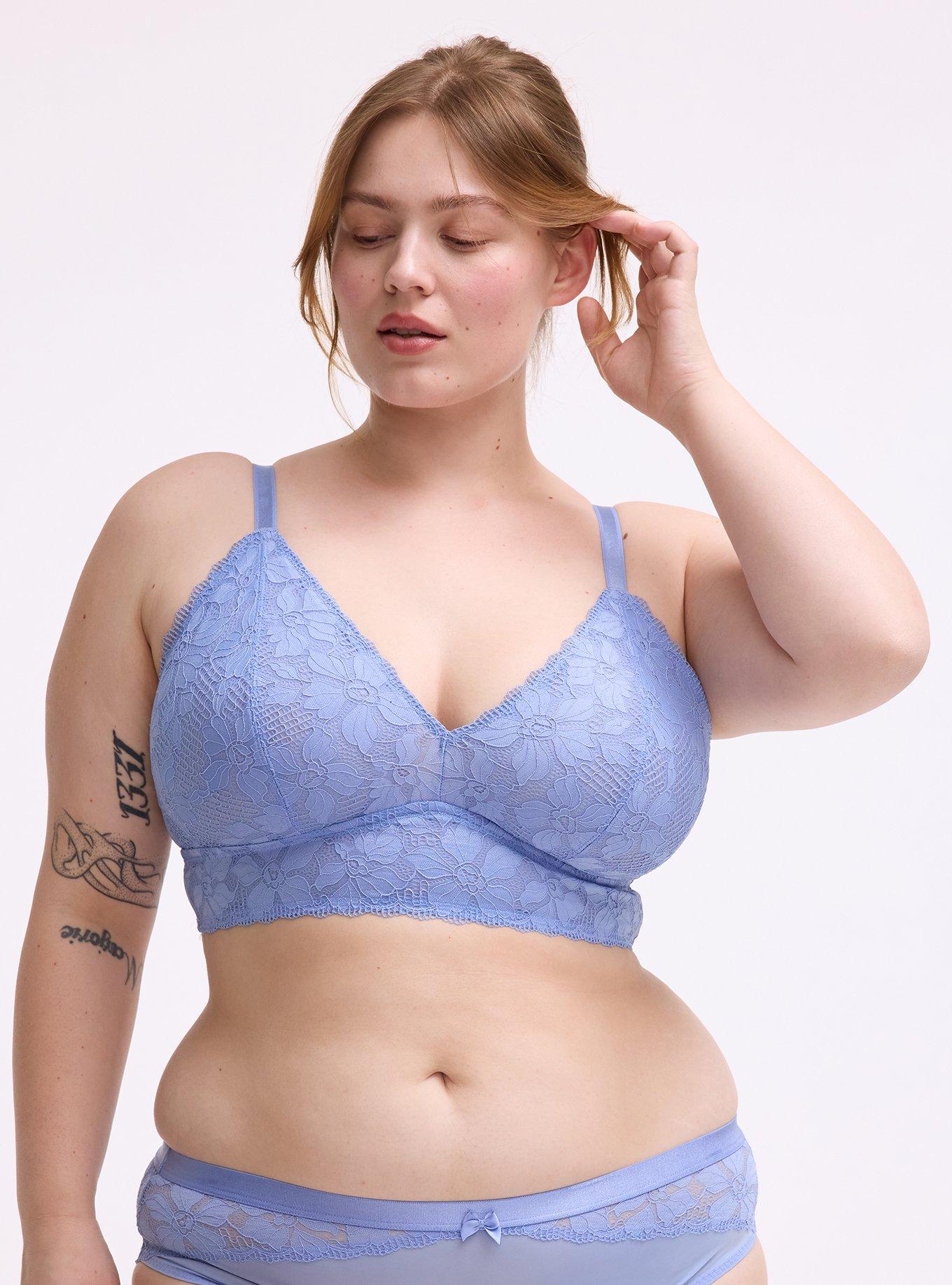 Ava Unlined Triangle Lace Bralette, HYDRANGEA, hi-res