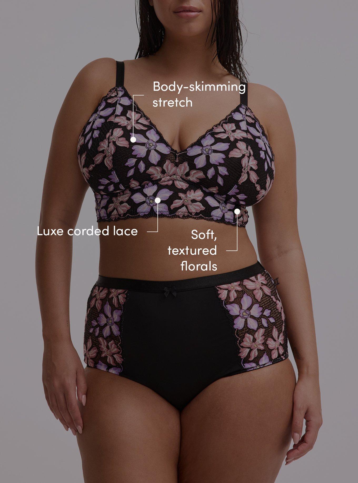 Ava Unlined Triangle Lace Bralette, ROMANTIC PASTEL FLORAL, alternate