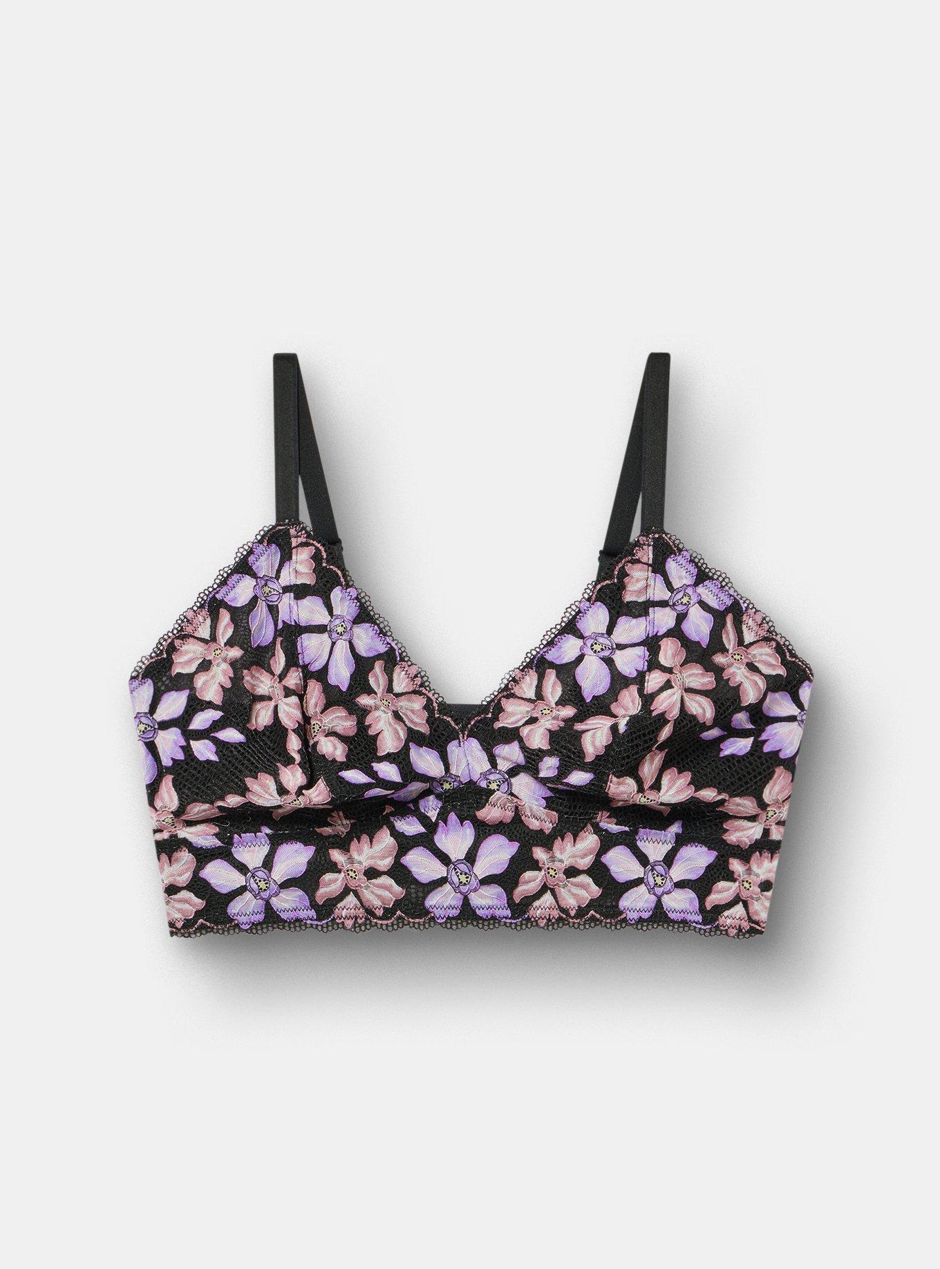 Ava Unlined Triangle Lace Bralette, ROMANTIC PASTEL FLORAL, hi-res