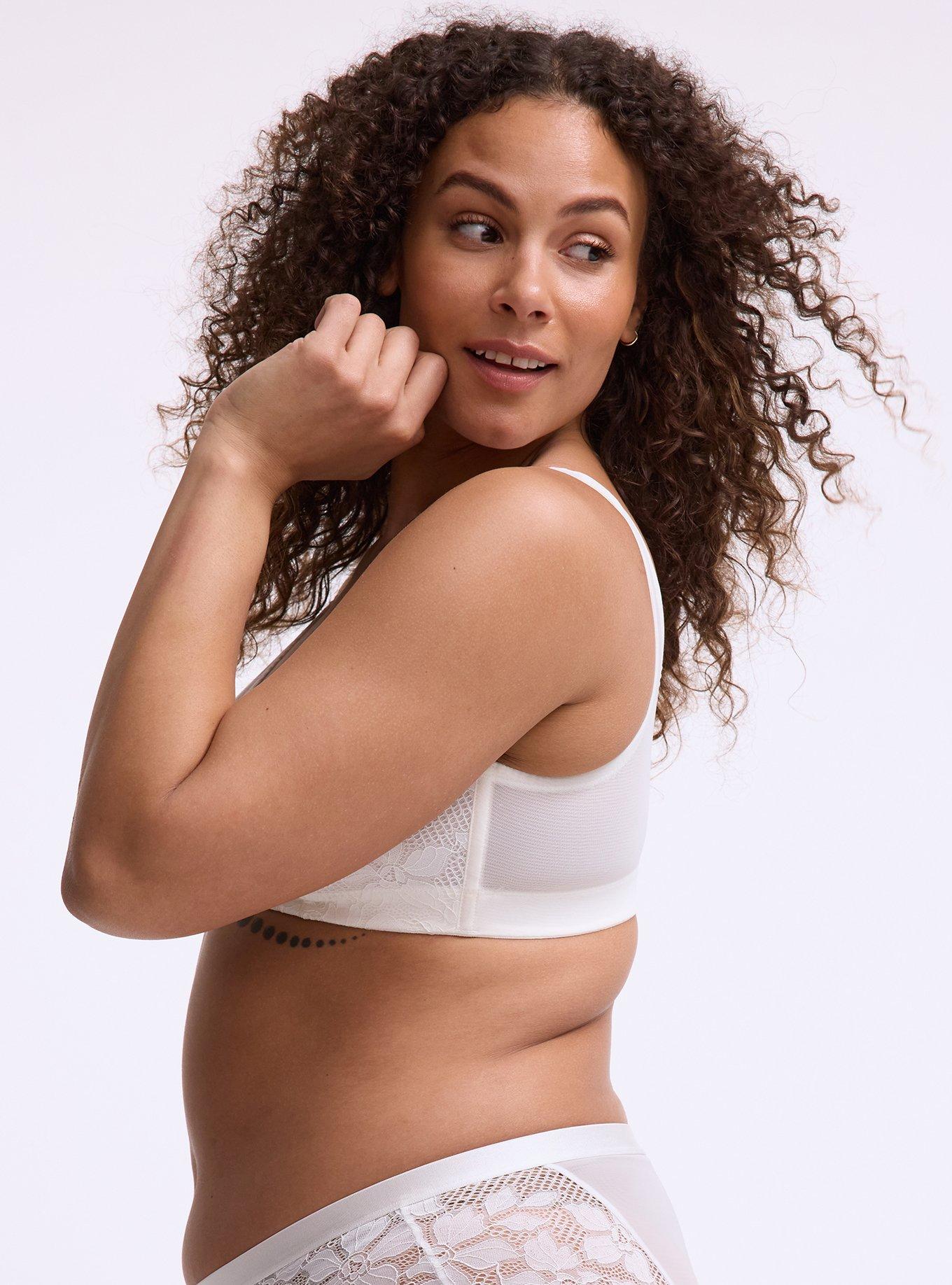 Ava Unlined Front-Close Lace Bralette, CLOUD DANCER, alternate