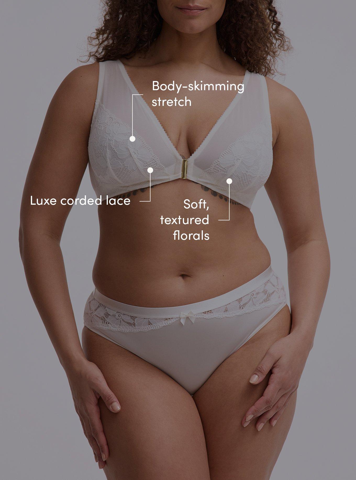 Ava Unlined Front-Close Lace Bralette, CLOUD DANCER, alternate