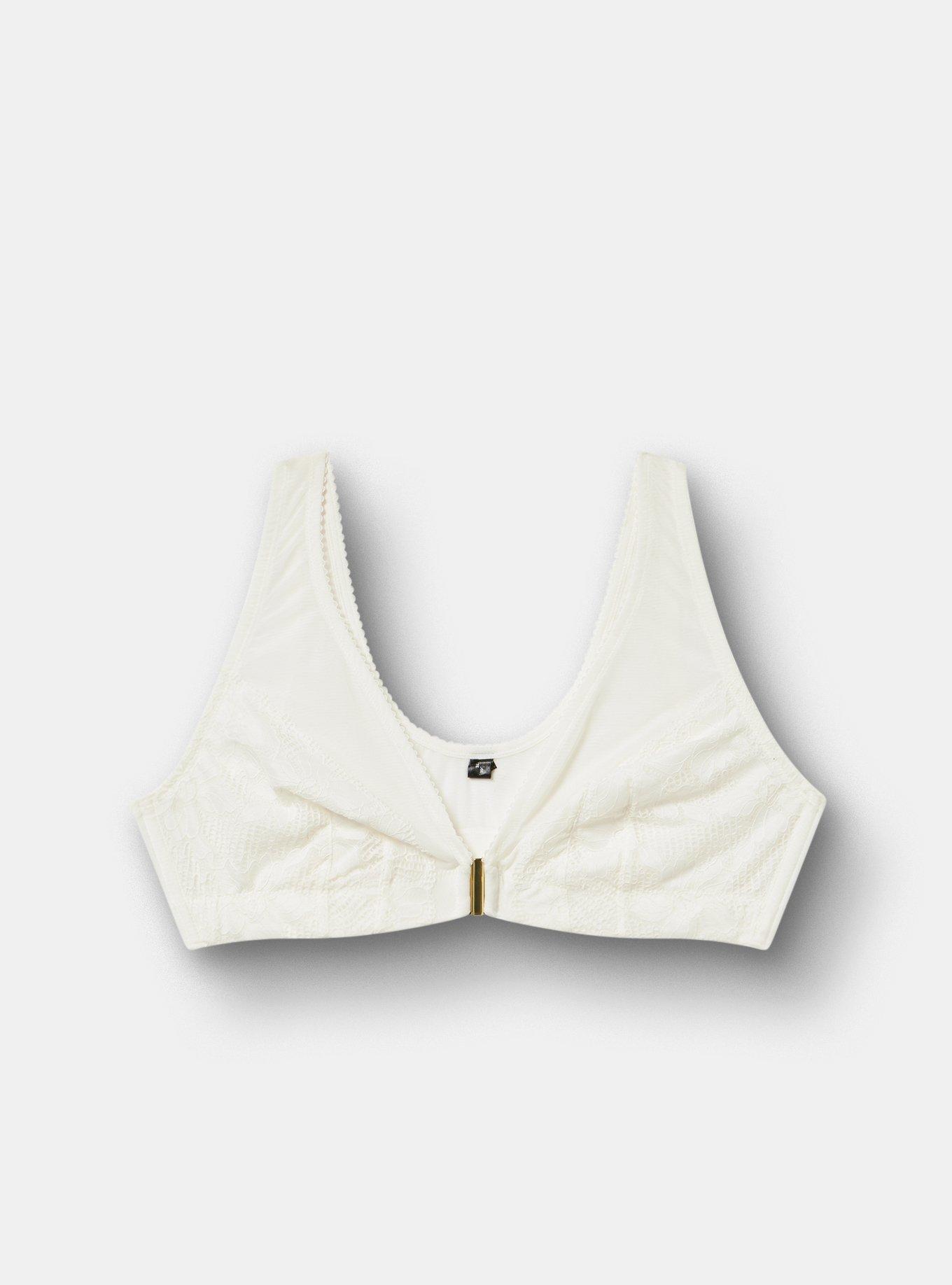 Ava Unlined Front-Close Lace Bralette, CLOUD DANCER, hi-res