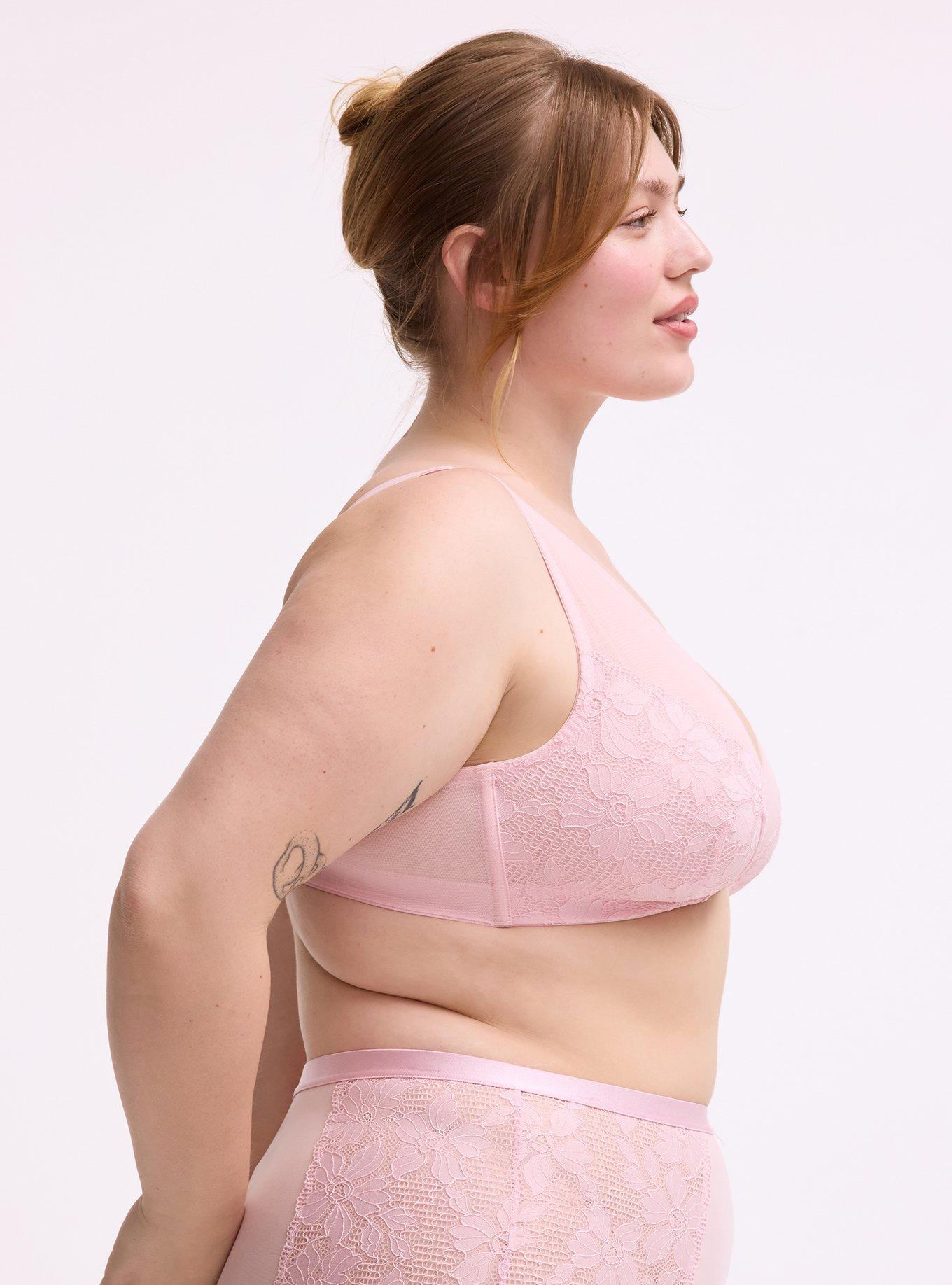 Ava Unlined Front-Close Lace Bralette, PARFAIT PINK, alternate