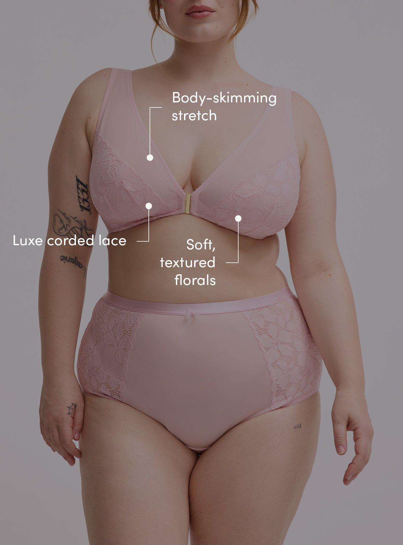 Ava Unlined Front-Close Lace Bralette, PARFAIT PINK, alternate