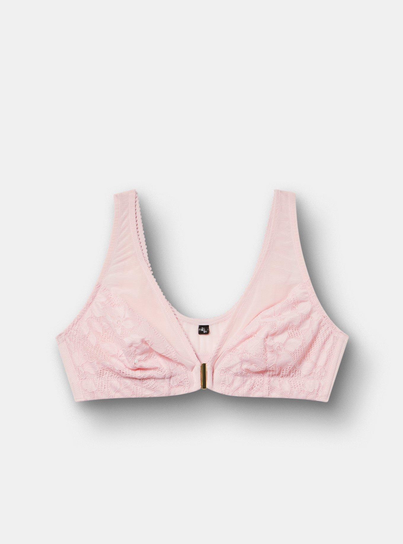 Ava Unlined Front-Close Lace Bralette, PARFAIT PINK, hi-res