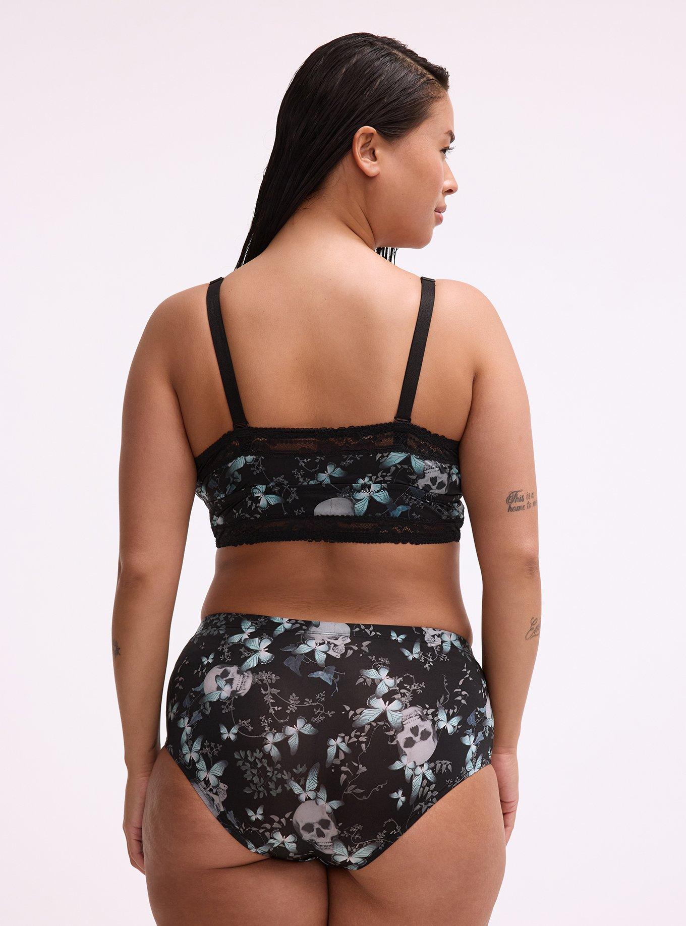 Lightly Lined Smooth Triangle Bralette, MONARCH SKULLS BLACK, alternate