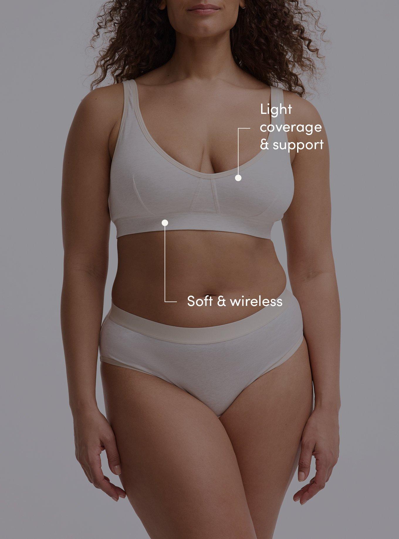 Unlined Cotton High Apex Bralette, HEATHER OATMEAL, alternate