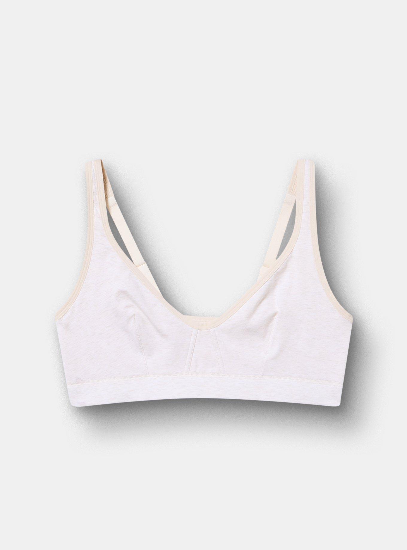 Unlined Cotton High Apex Bralette, HEATHER OATMEAL, hi-res