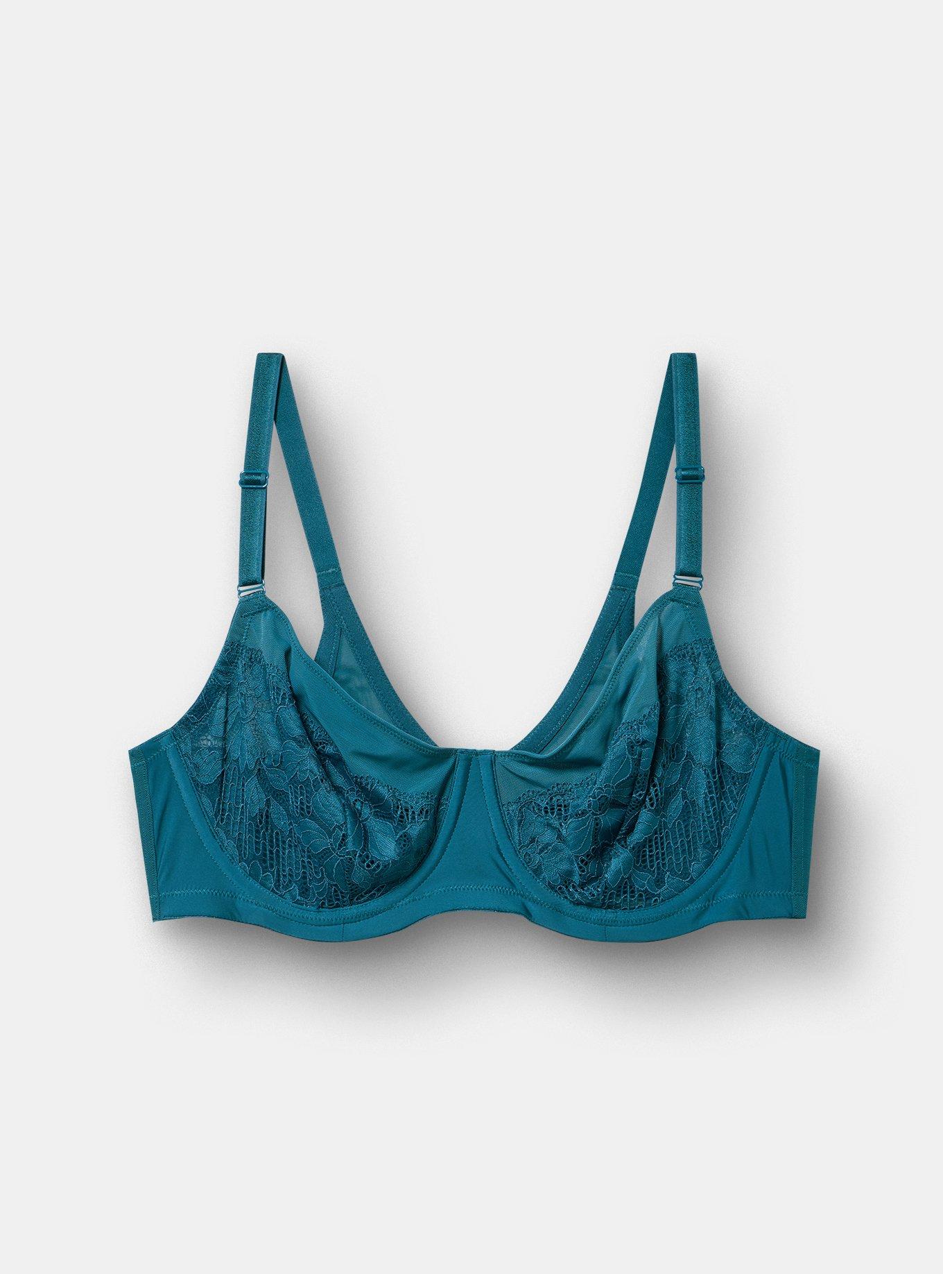 Ava Full Coverage Unlined Lace Bra, LEGION BLUE, flat