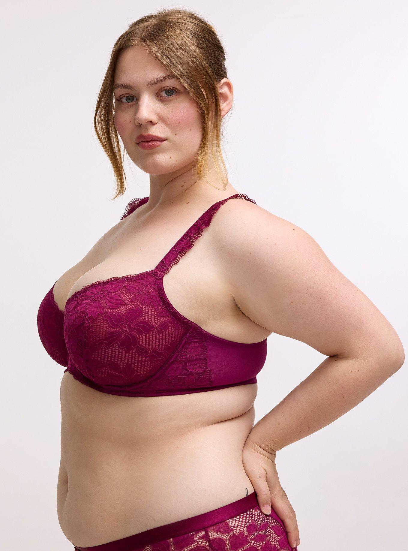 Ava Balconette Unlined Lace Bra, PLUM CASPIA, alternate