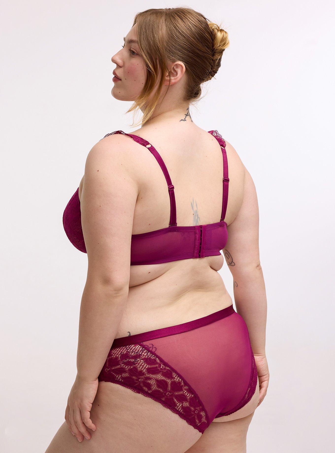 Ava Balconette Unlined Lace Bra, PLUM CASPIA, alternate