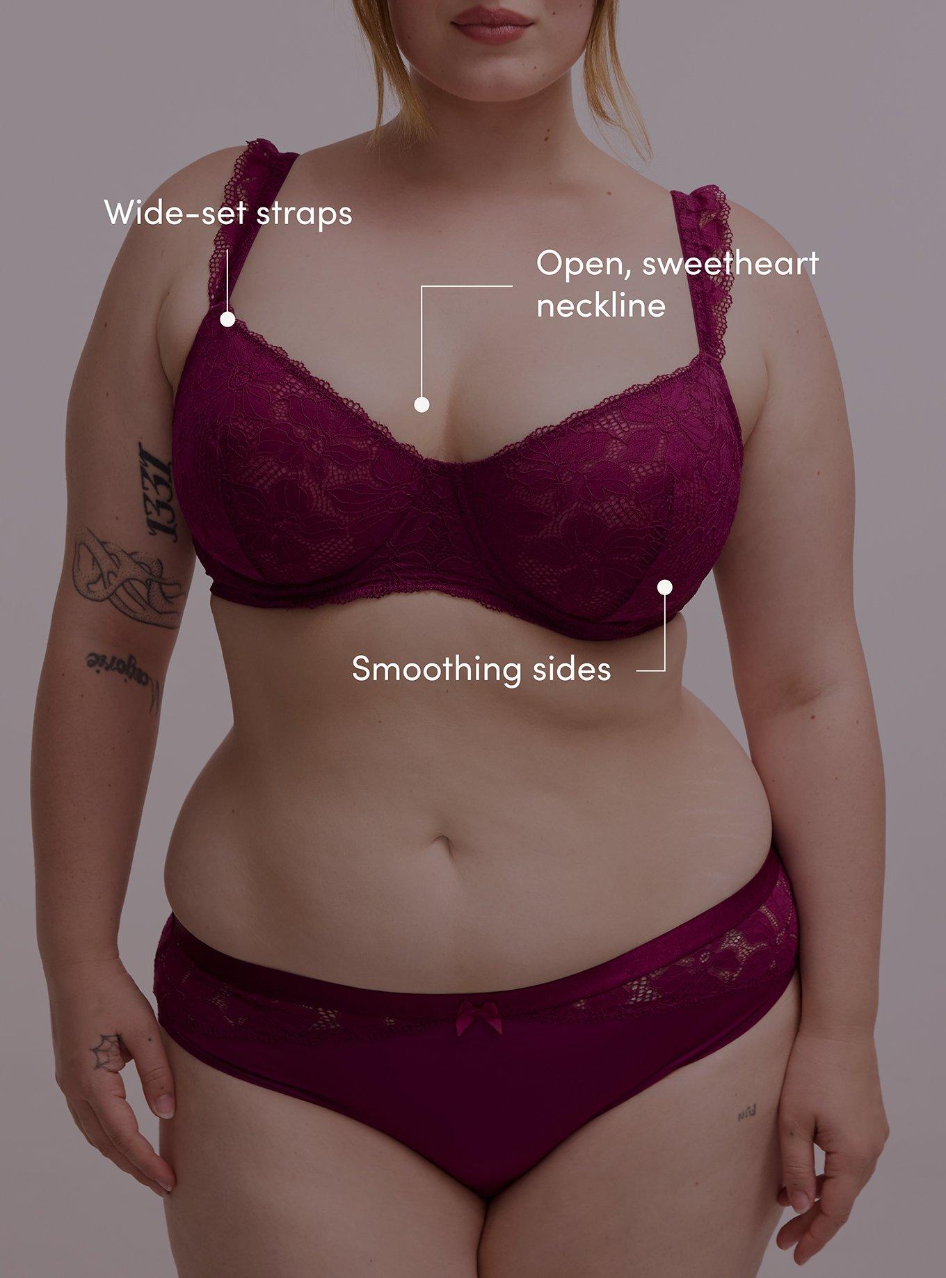 Ava Balconette Unlined Lace Bra, PLUM CASPIA, alternate
