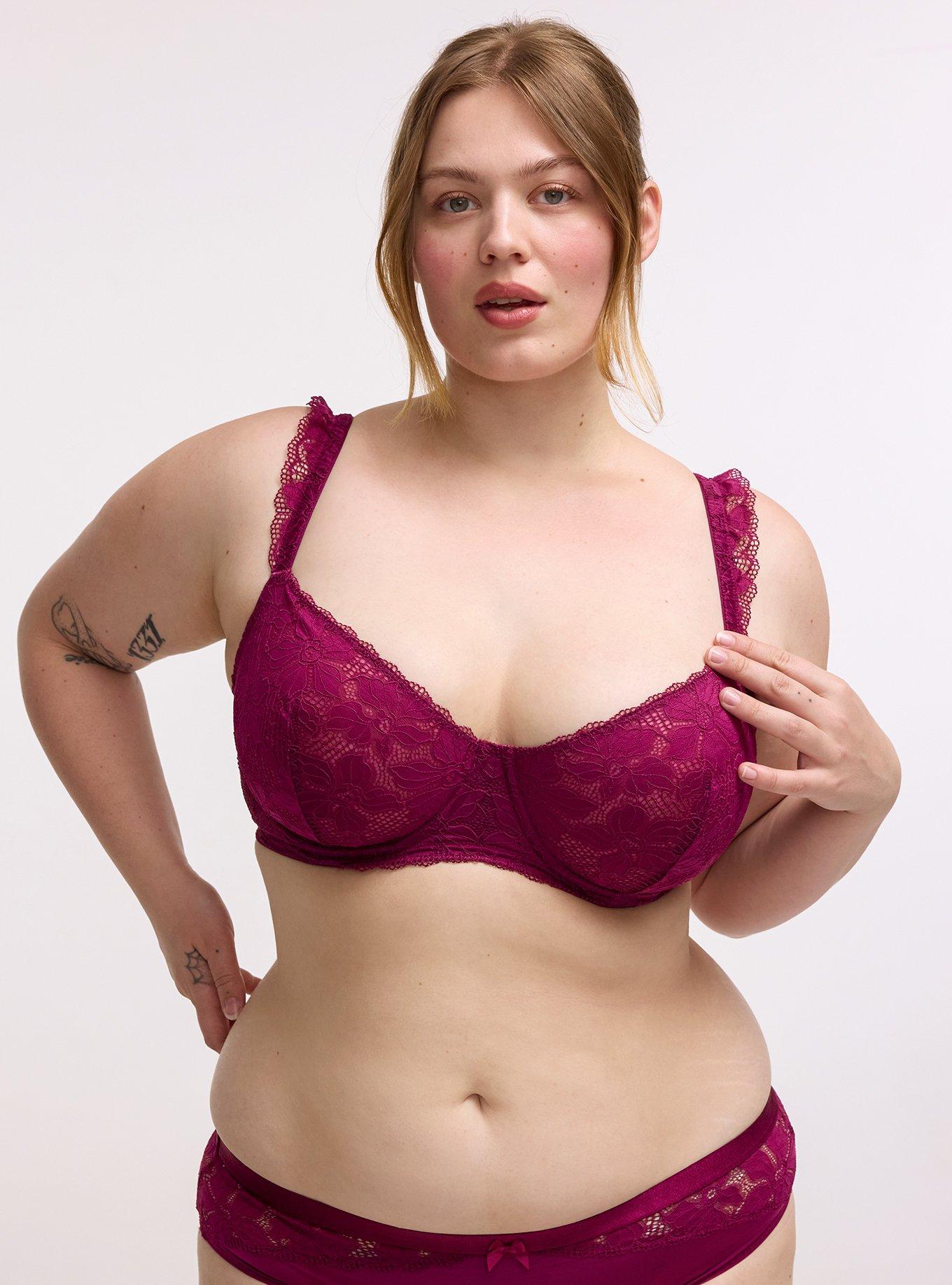 Ava Balconette Unlined Lace Bra, PLUM CASPIA, hi-res