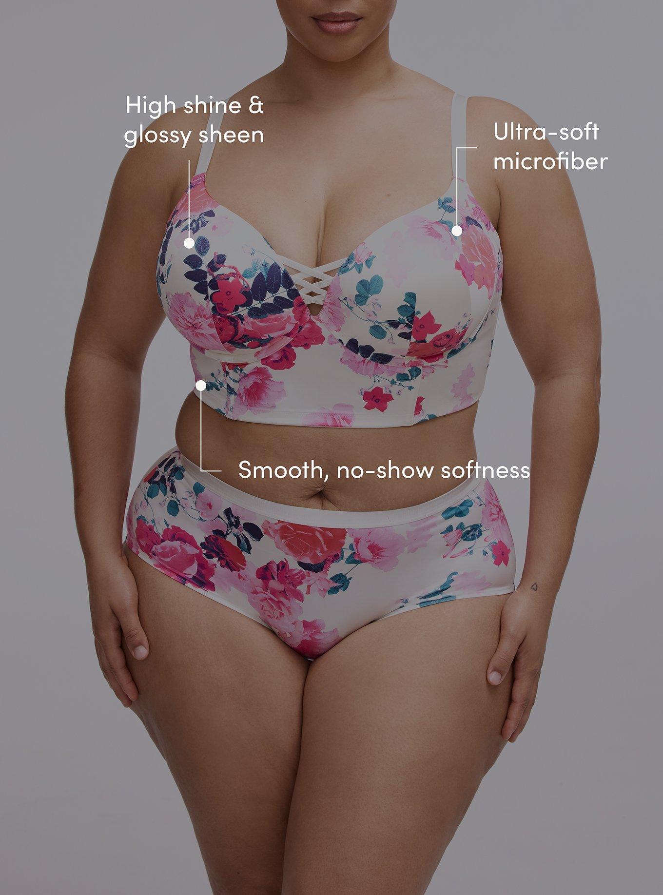 XO Plunge Push-Up Shine Longline Bra, JEWEL FLORAL WHITE, alternate