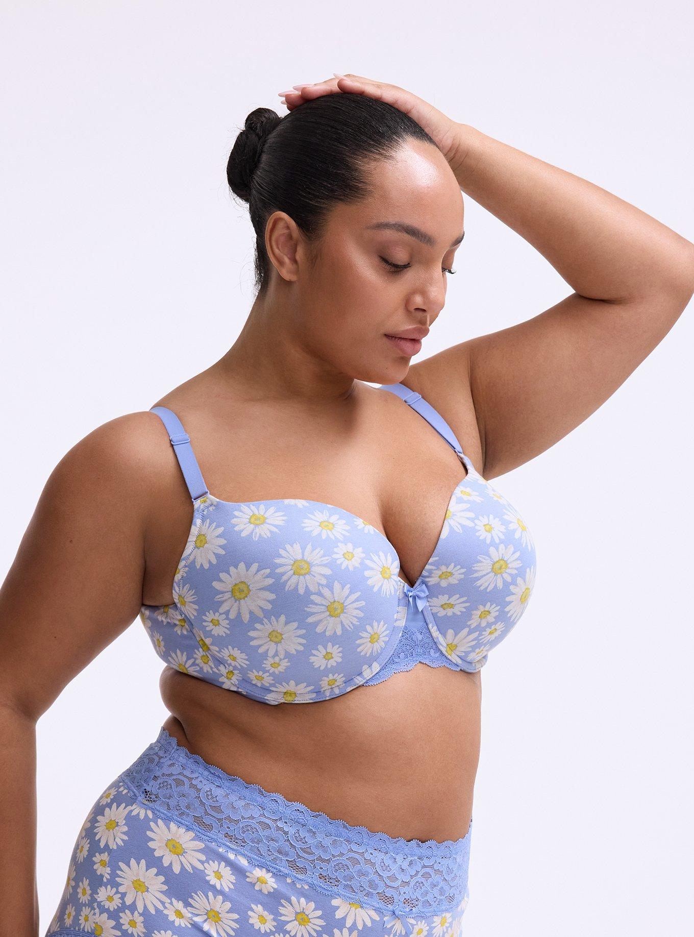 Perfect Coverage Push-Up Cotton Bra, SPRINKLED DAISIES FLORAL BLUE, alternate