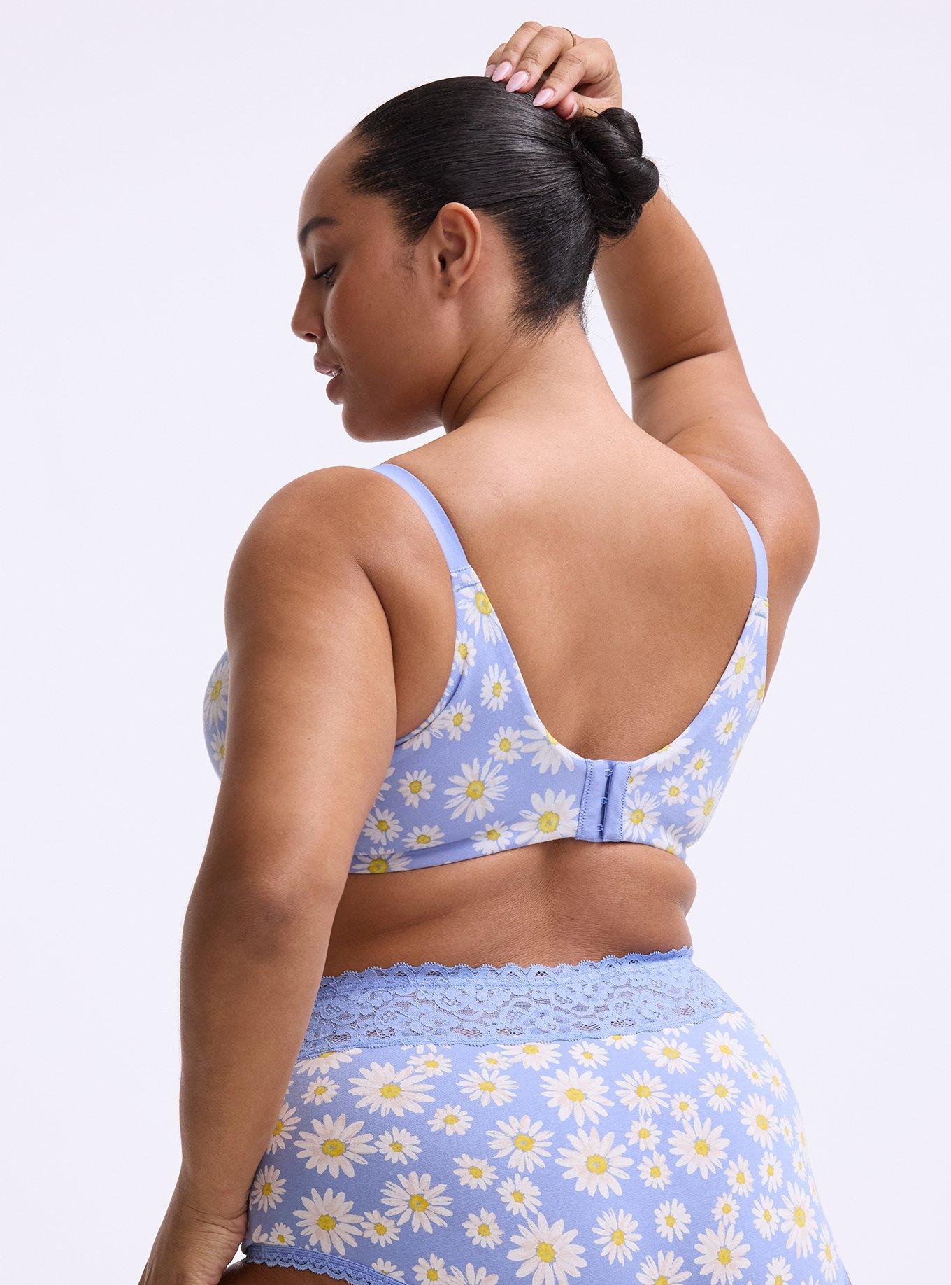 Perfect Coverage Push-Up Cotton Bra, SPRINKLED DAISIES FLORAL BLUE, alternate