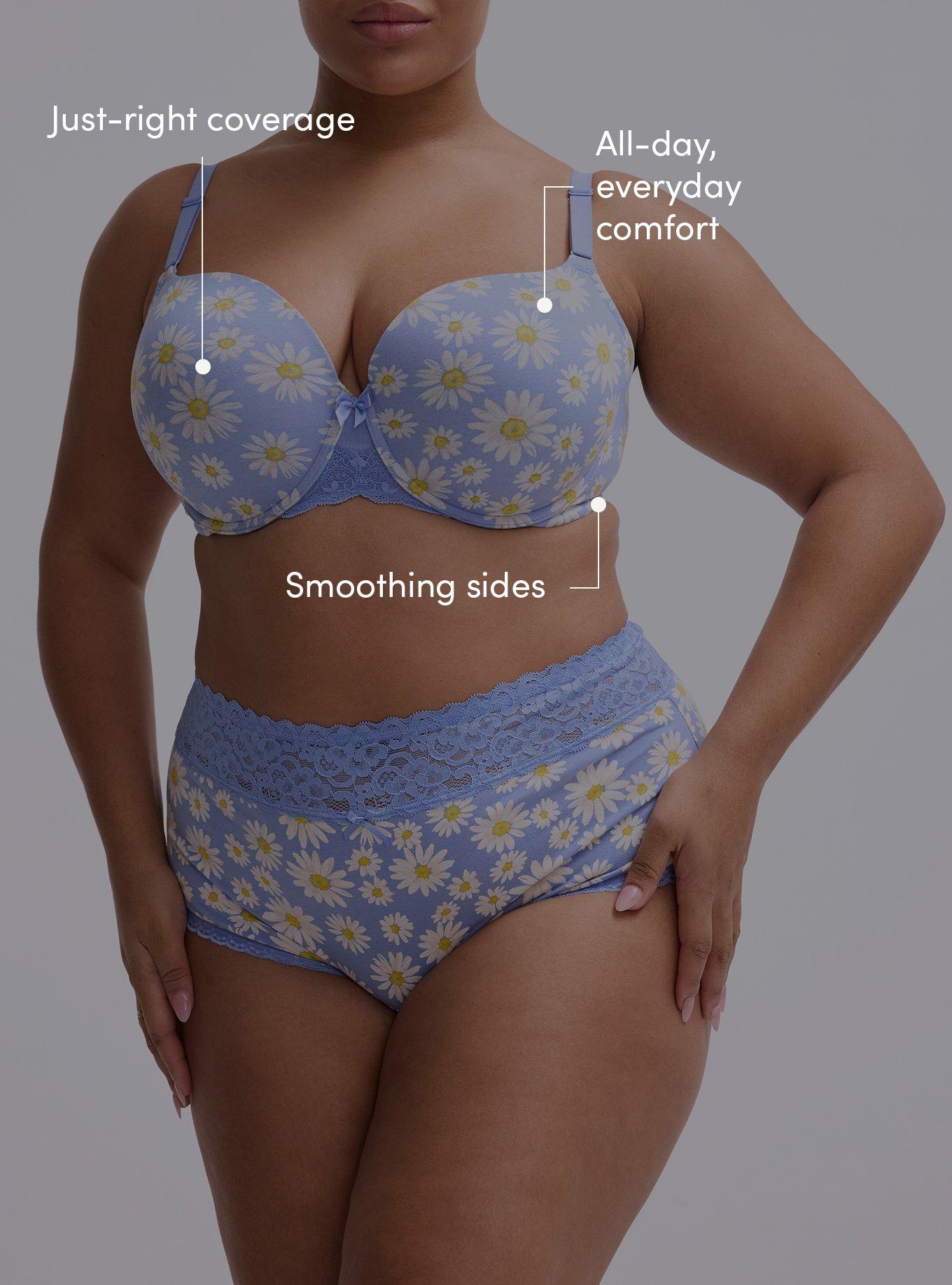 Perfect Coverage Push-Up Cotton Bra, SPRINKLED DAISIES FLORAL BLUE, alternate