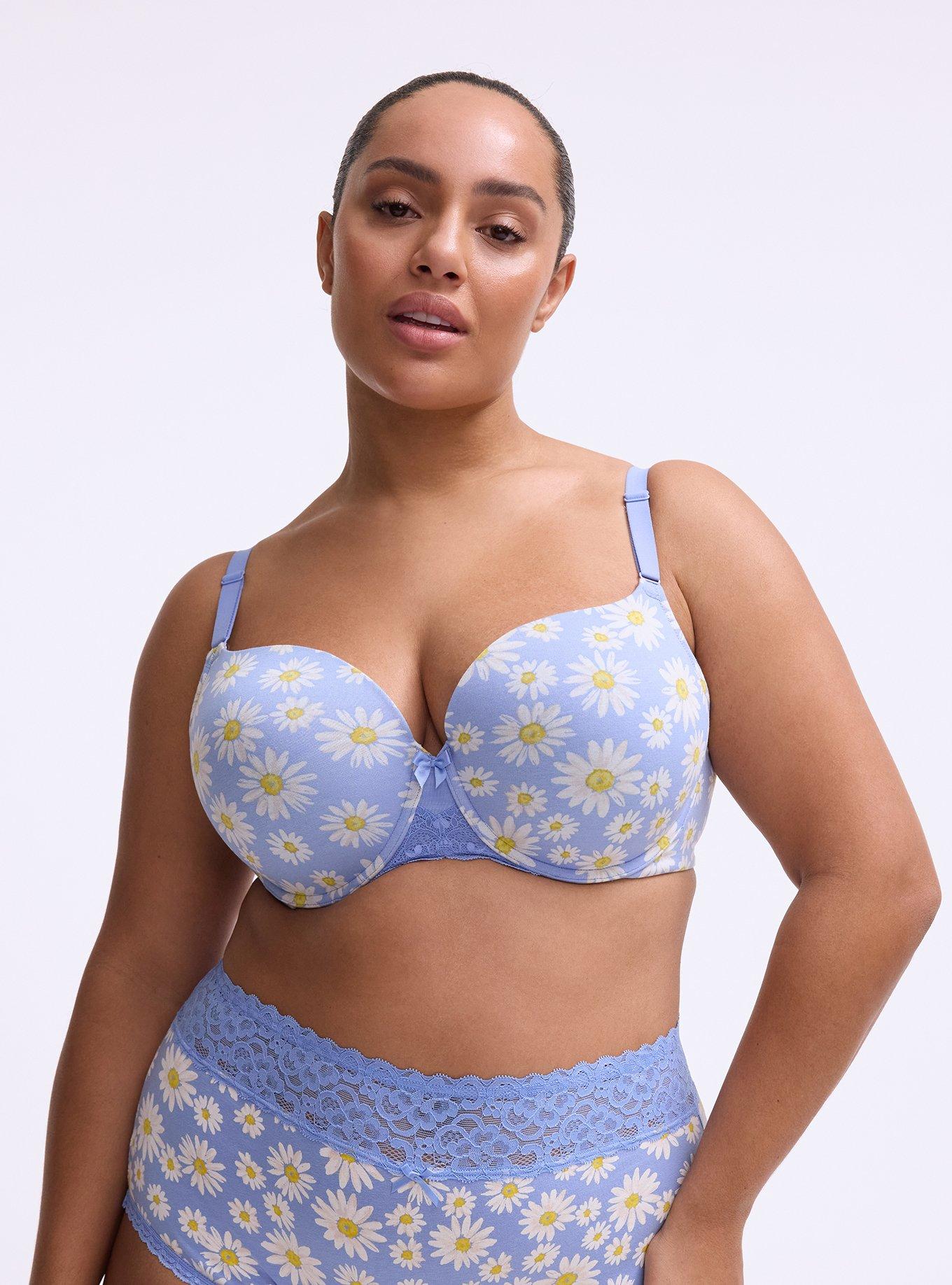 Perfect Coverage Push-Up Cotton Bra, SPRINKLED DAISIES FLORAL BLUE, hi-res
