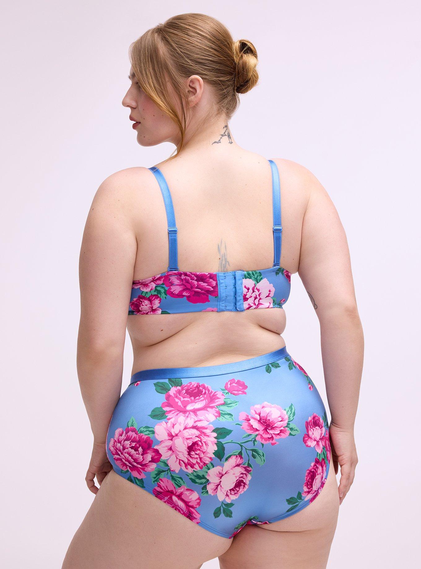 Shine Micro Mid-Rise Brief Panty, TRADITIONAL ROSES MEDIUM BLUE, alternate