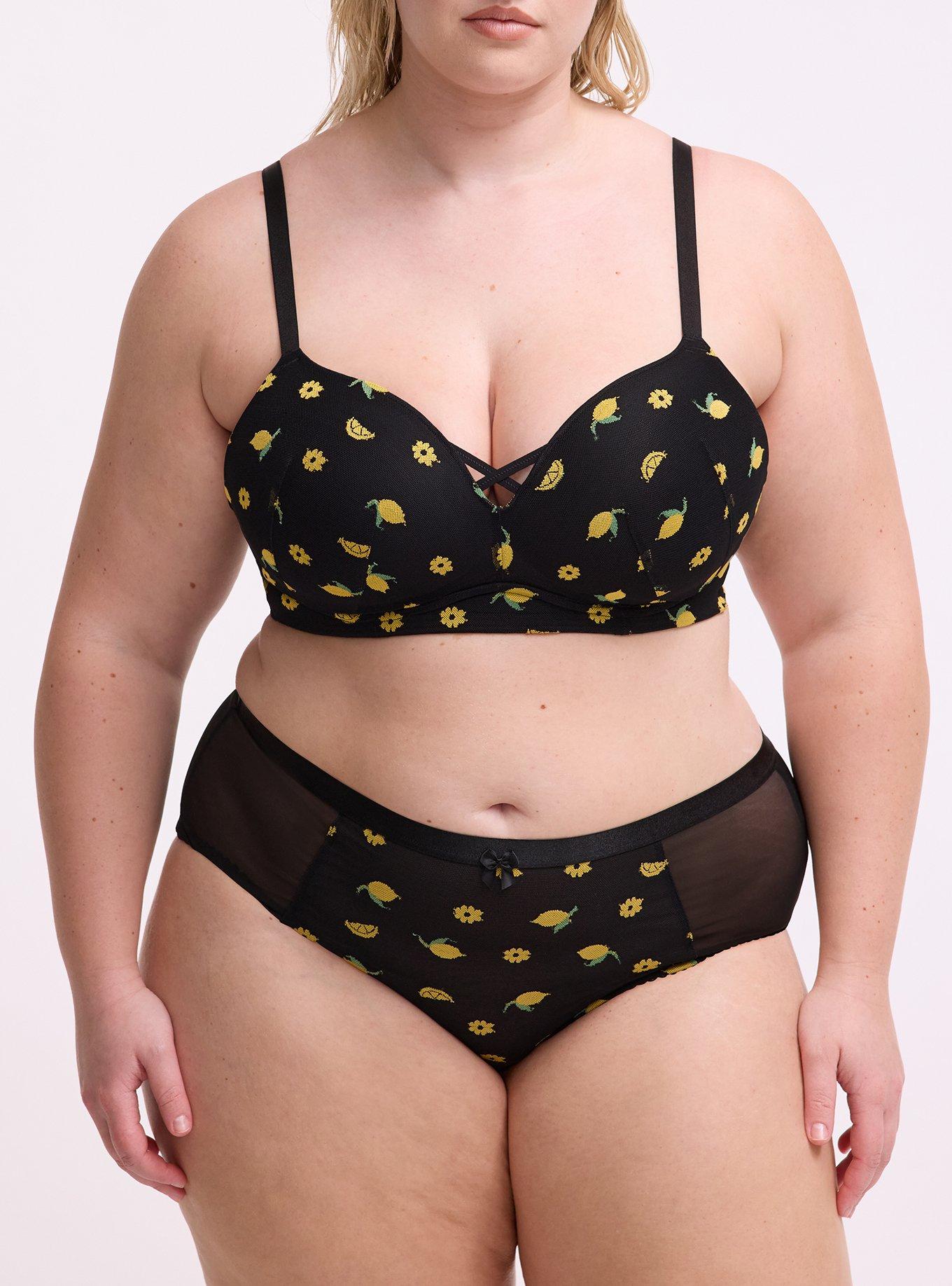 Mesh Mid-Rise Embroidered Cheeky Panty, LEMONS FAUX EMBROIDERY BLACK, alternate