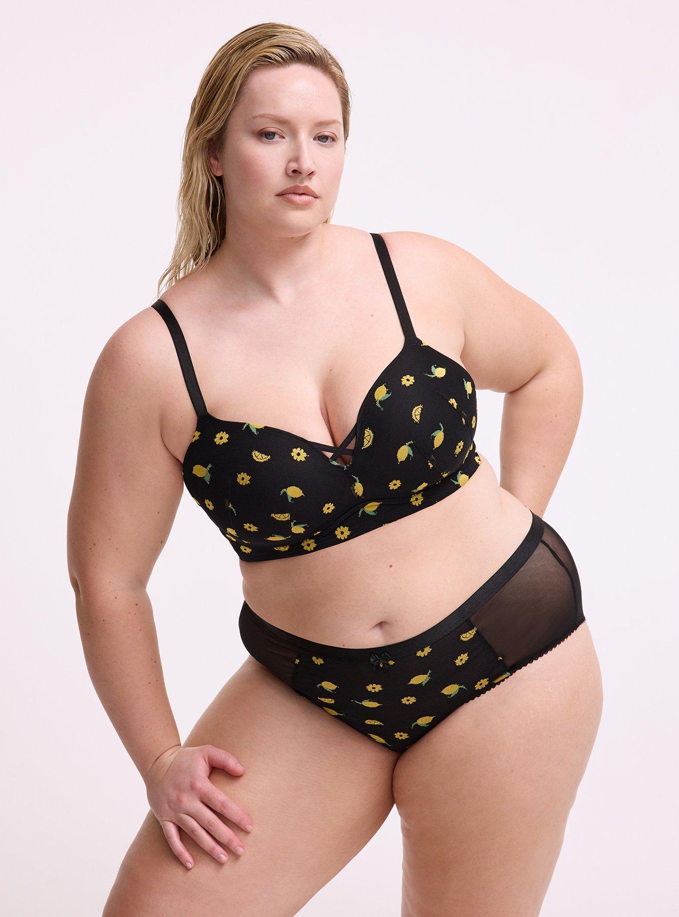 Mesh Mid-Rise Embroidered Cheeky Panty, LEMONS FAUX EMBROIDERY BLACK, hi-res