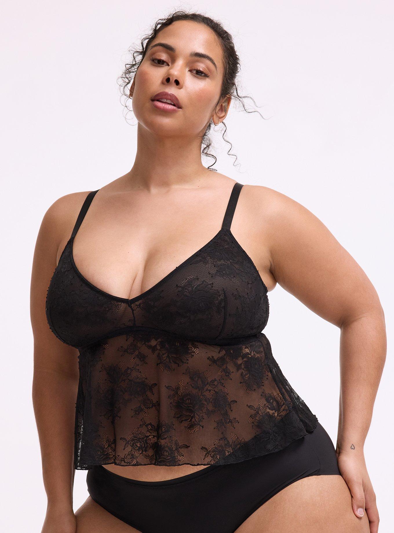 Nadia Lace V-Neck Cami, RICH BLACK, hi-res